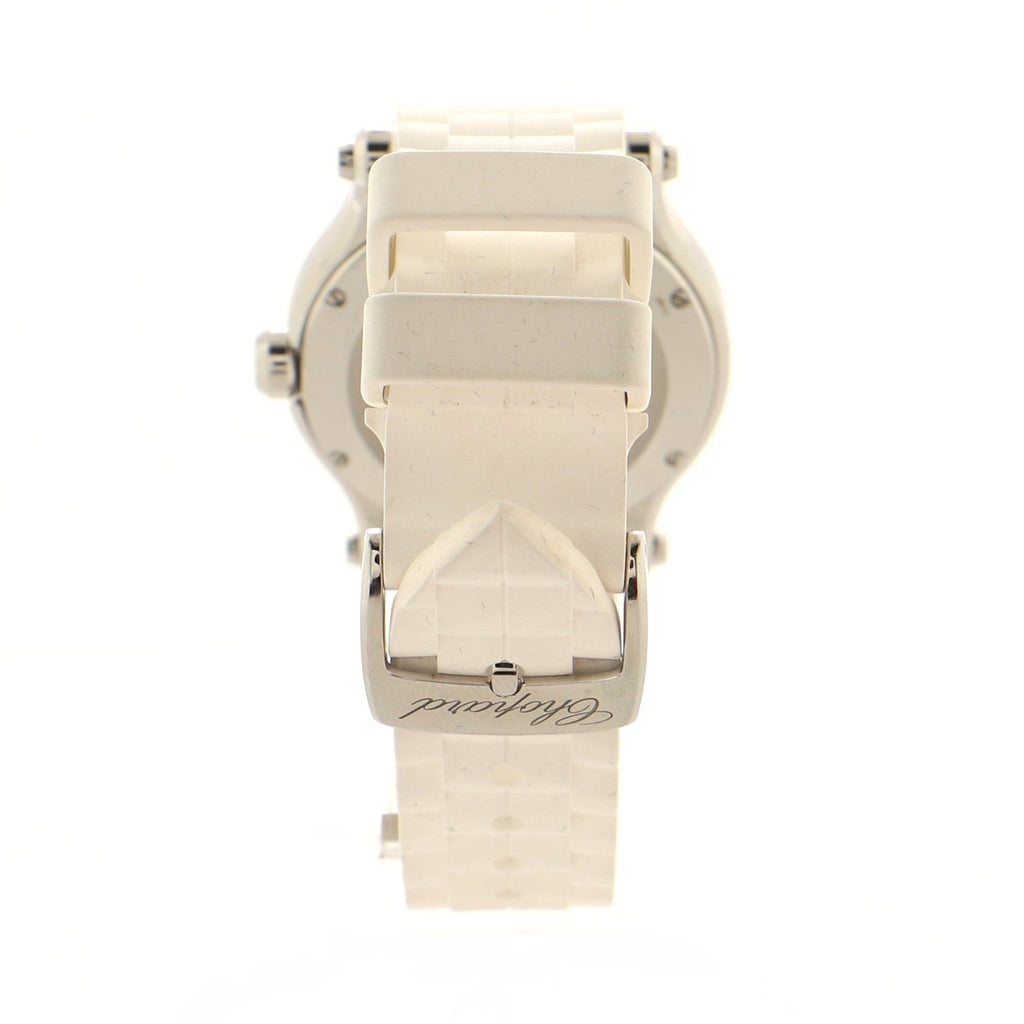Happy Sport Quartz Watch Stainless Steel and Rubber with Floating Diamonds 30