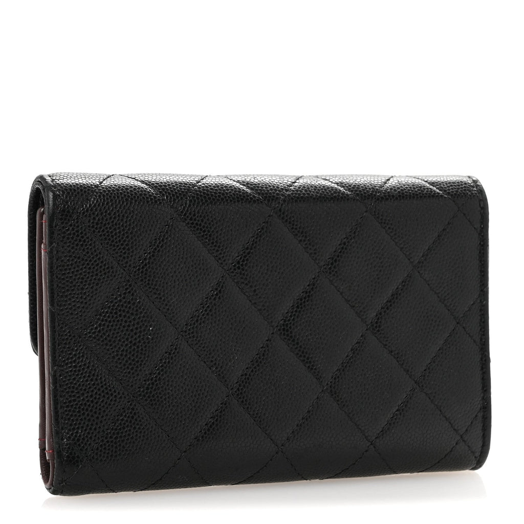 Caviar Quilted Medium Flap Wallet Black