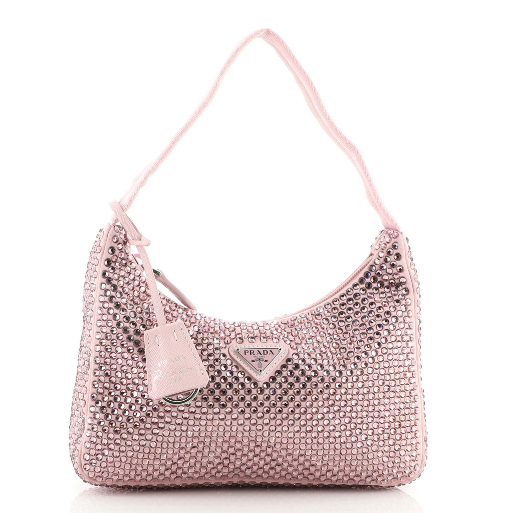 Re-Edition 2000 Hobo Crystal Embellished Satin Mini