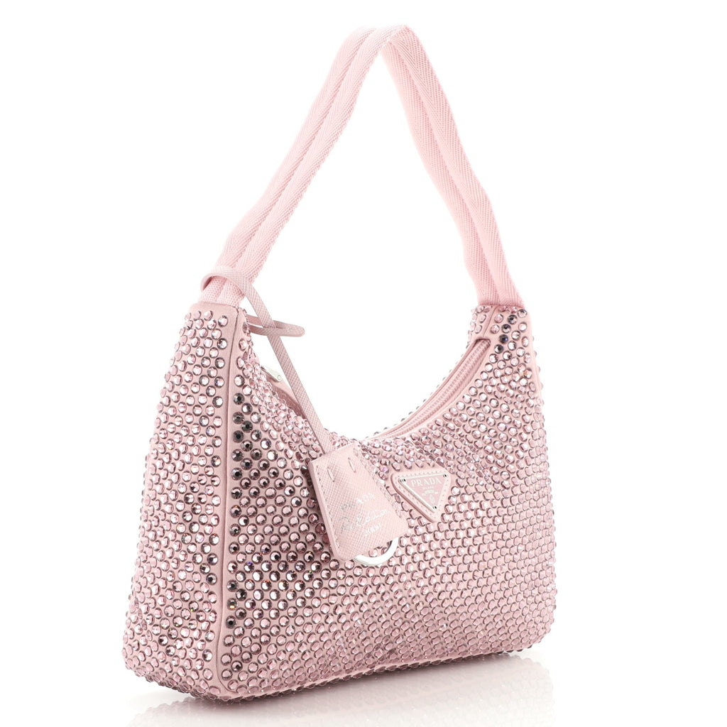 Re-Edition 2000 Hobo Crystal Embellished Satin Mini
