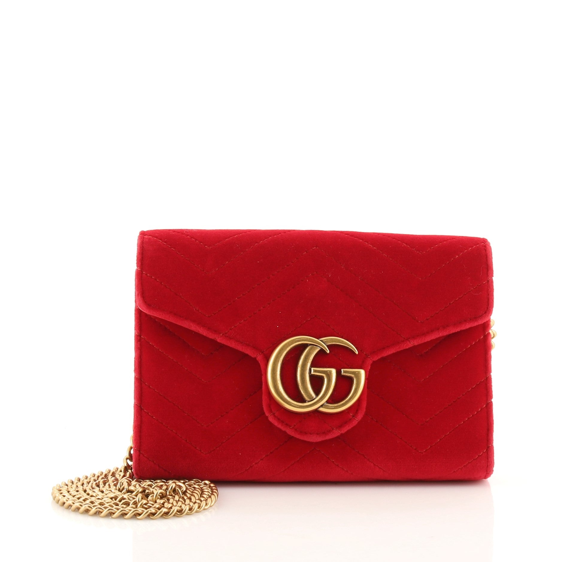 GG Marmont Chain Wallet Matelasse Velvet Mini