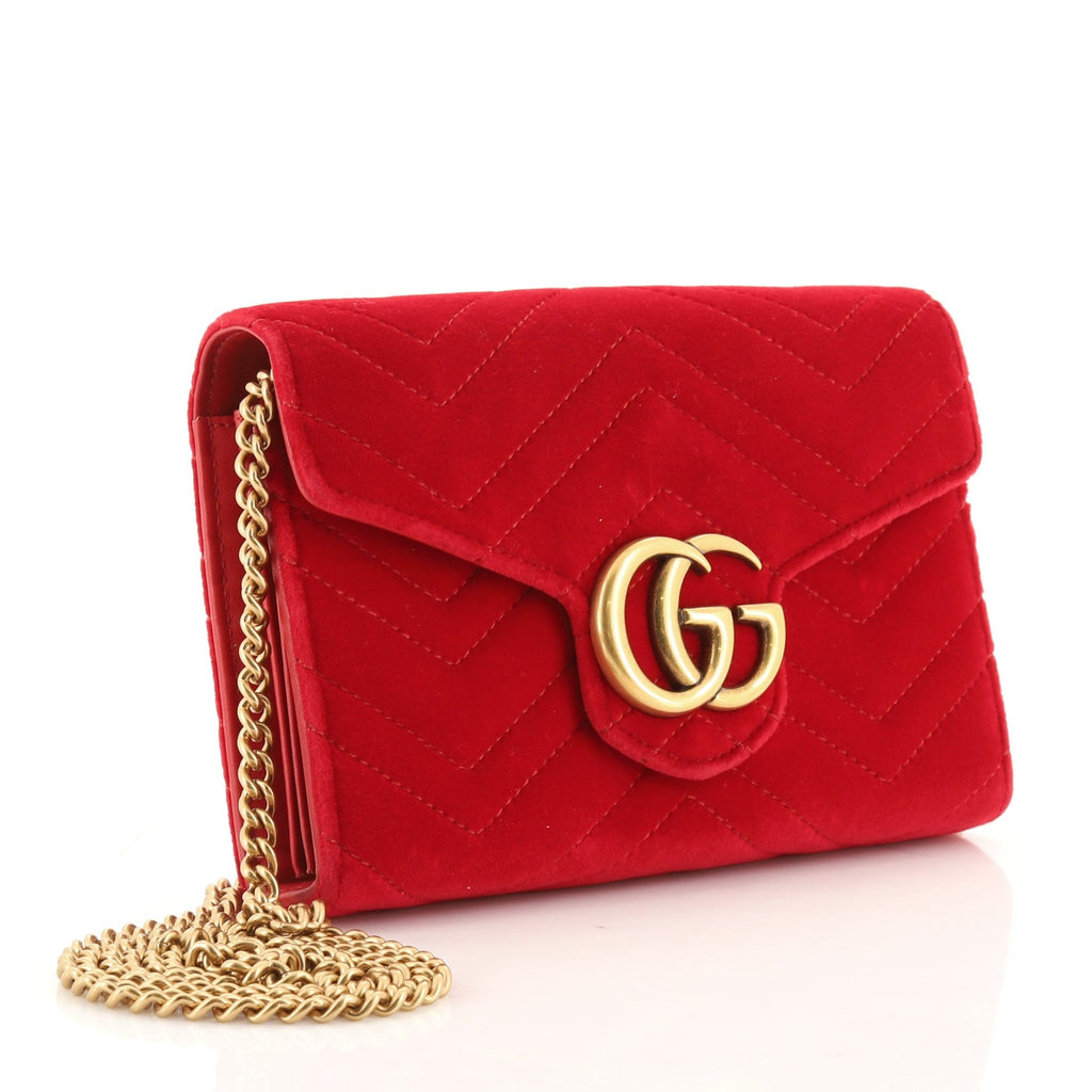 GG Marmont Chain Wallet Matelasse Velvet Mini