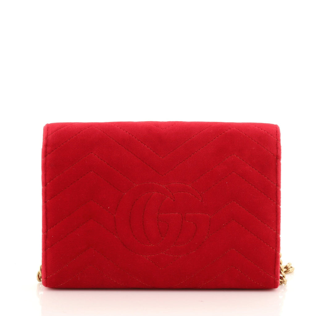 GG Marmont Chain Wallet Matelasse Velvet Mini
