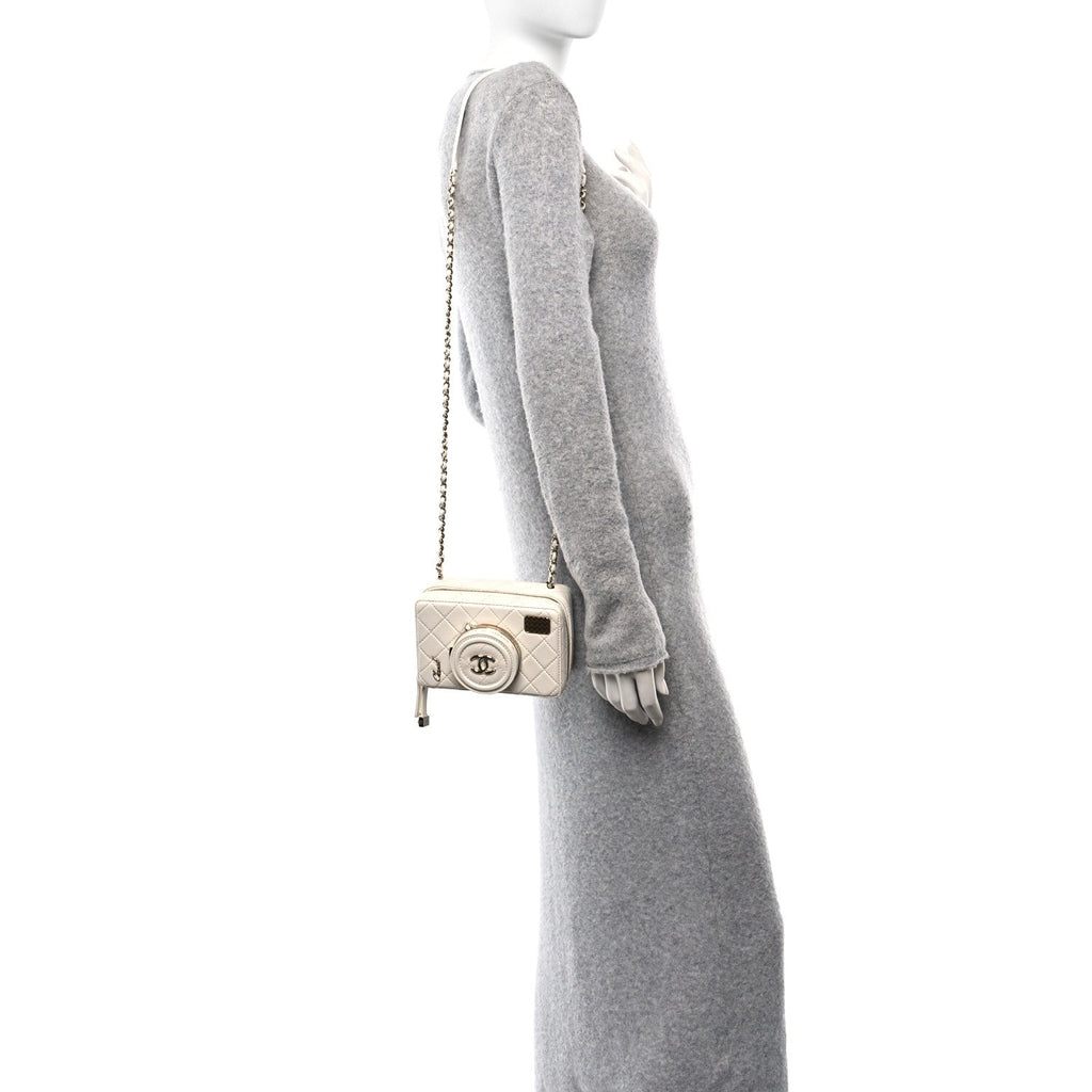 Lambskin Quilted Coco  Bag White