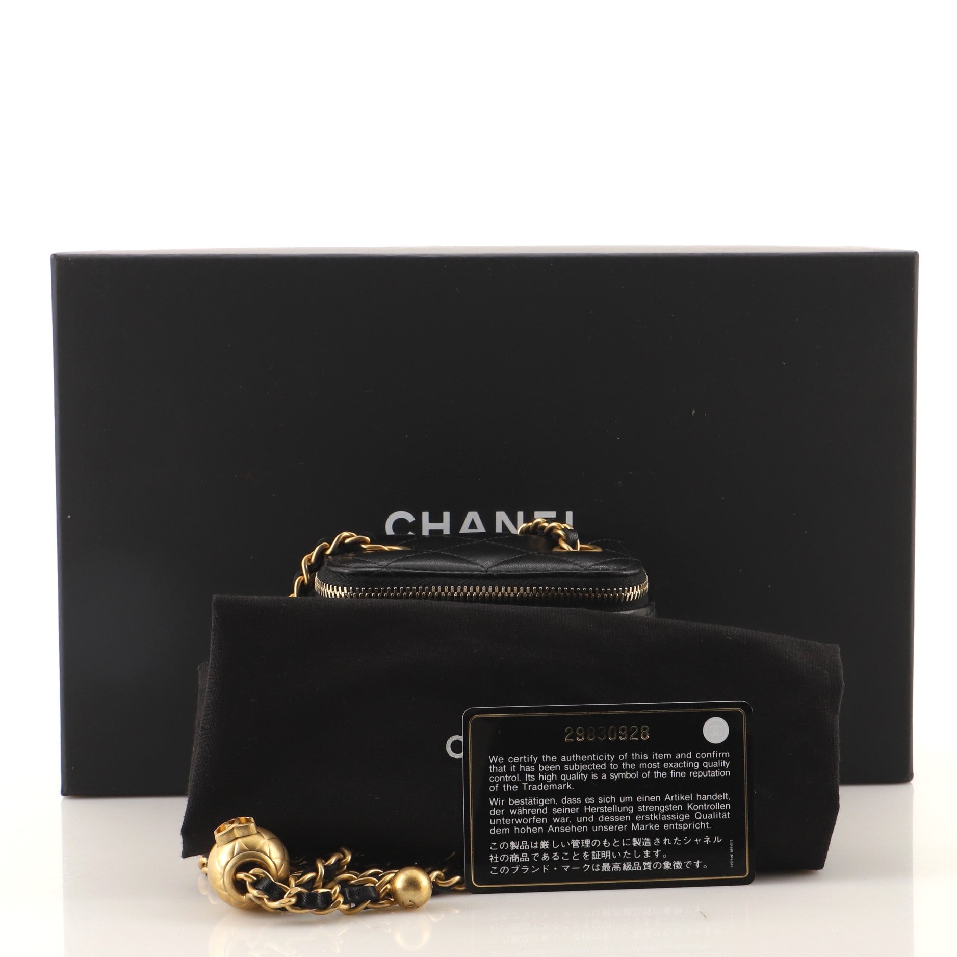 Pearl Crush Vanity Case with Chain Quilted Lambskin Mini