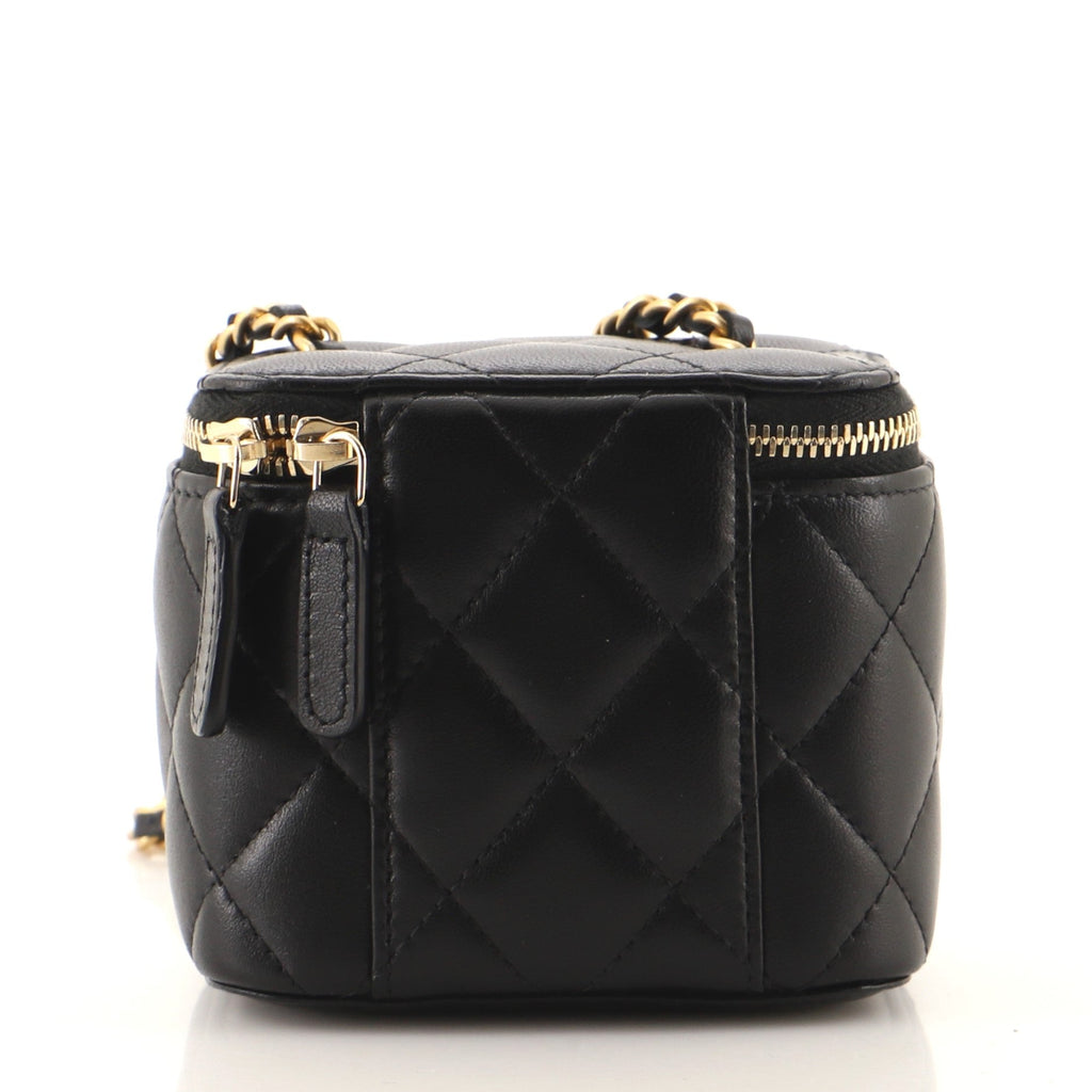 Pearl Crush Vanity Case with Chain Quilted Lambskin Mini