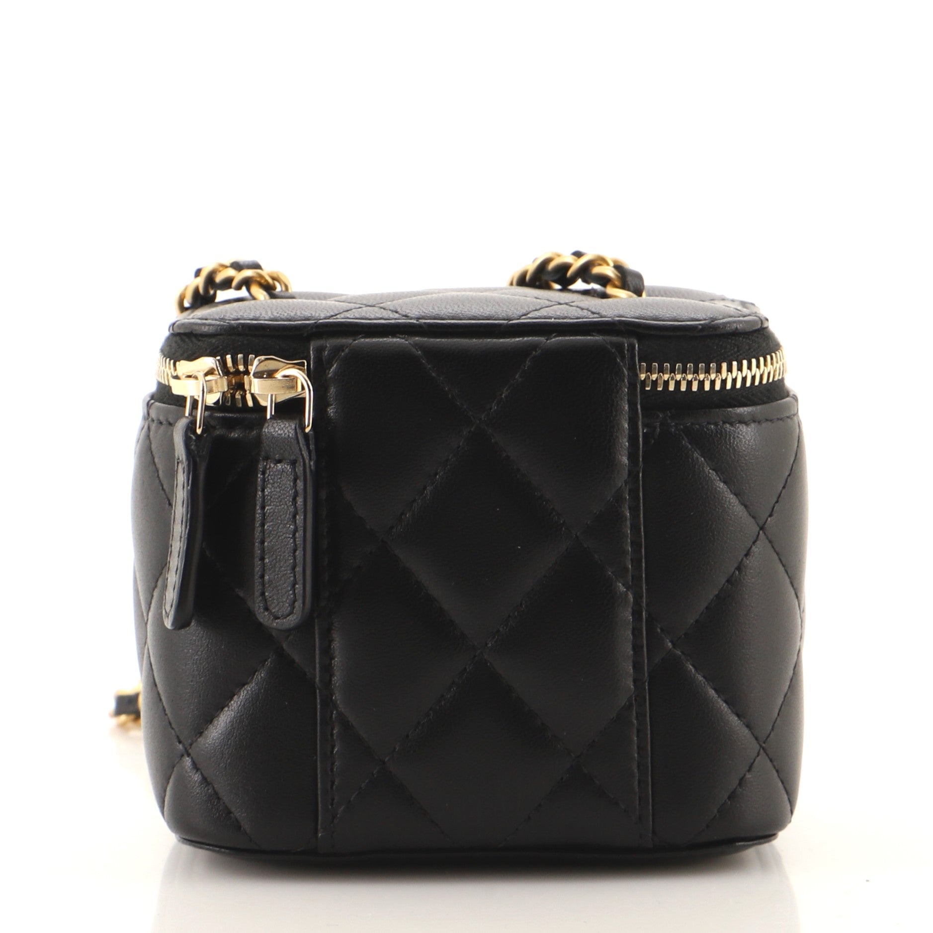 Pearl Crush Vanity Case with Chain Quilted Lambskin Mini