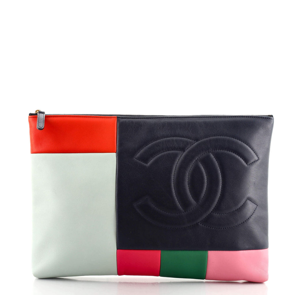 O Case Clutch Colorblock Leather Large