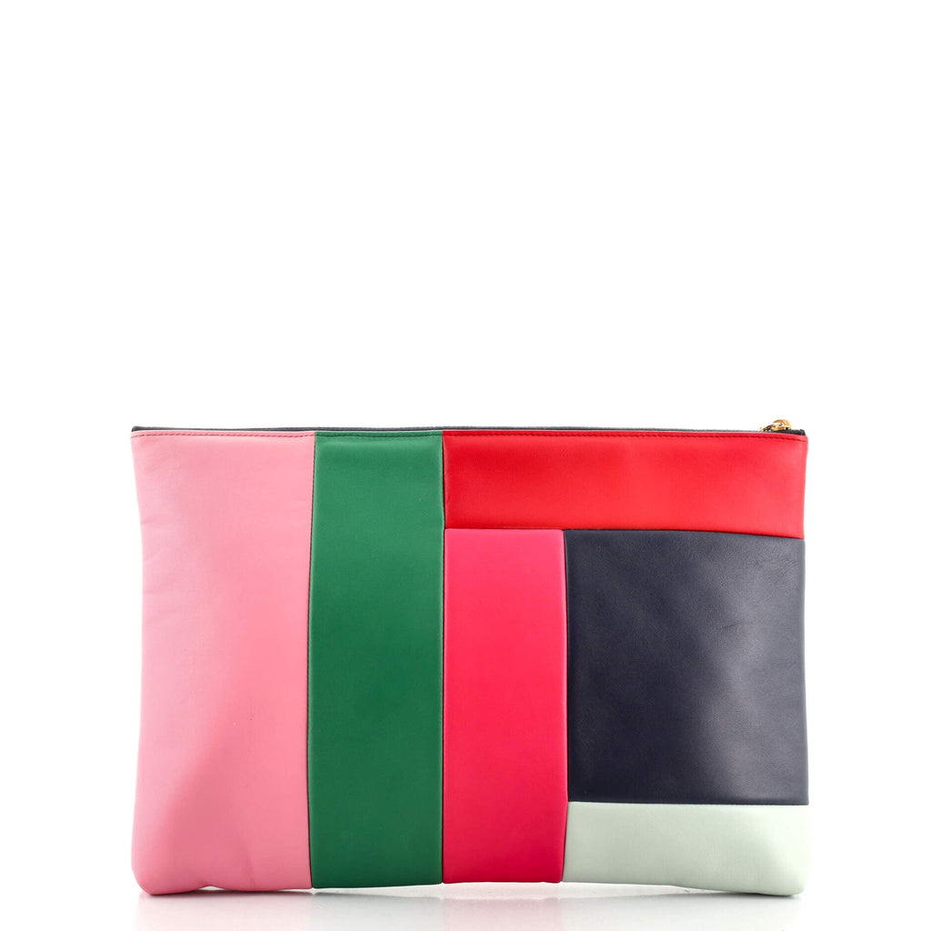 O Case Clutch Colorblock Leather Large