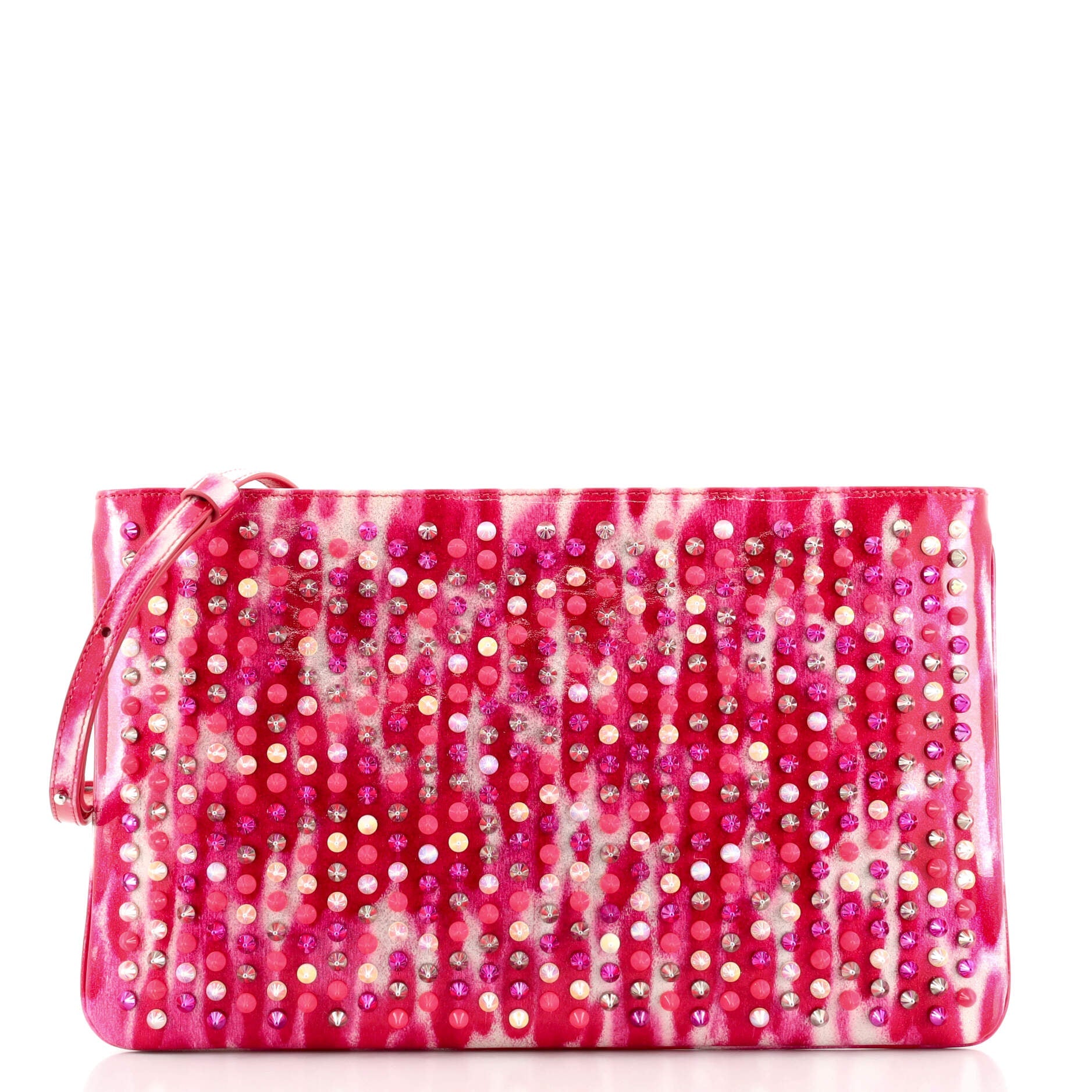 Loubiposh Clutch Printed Spiked Patent
