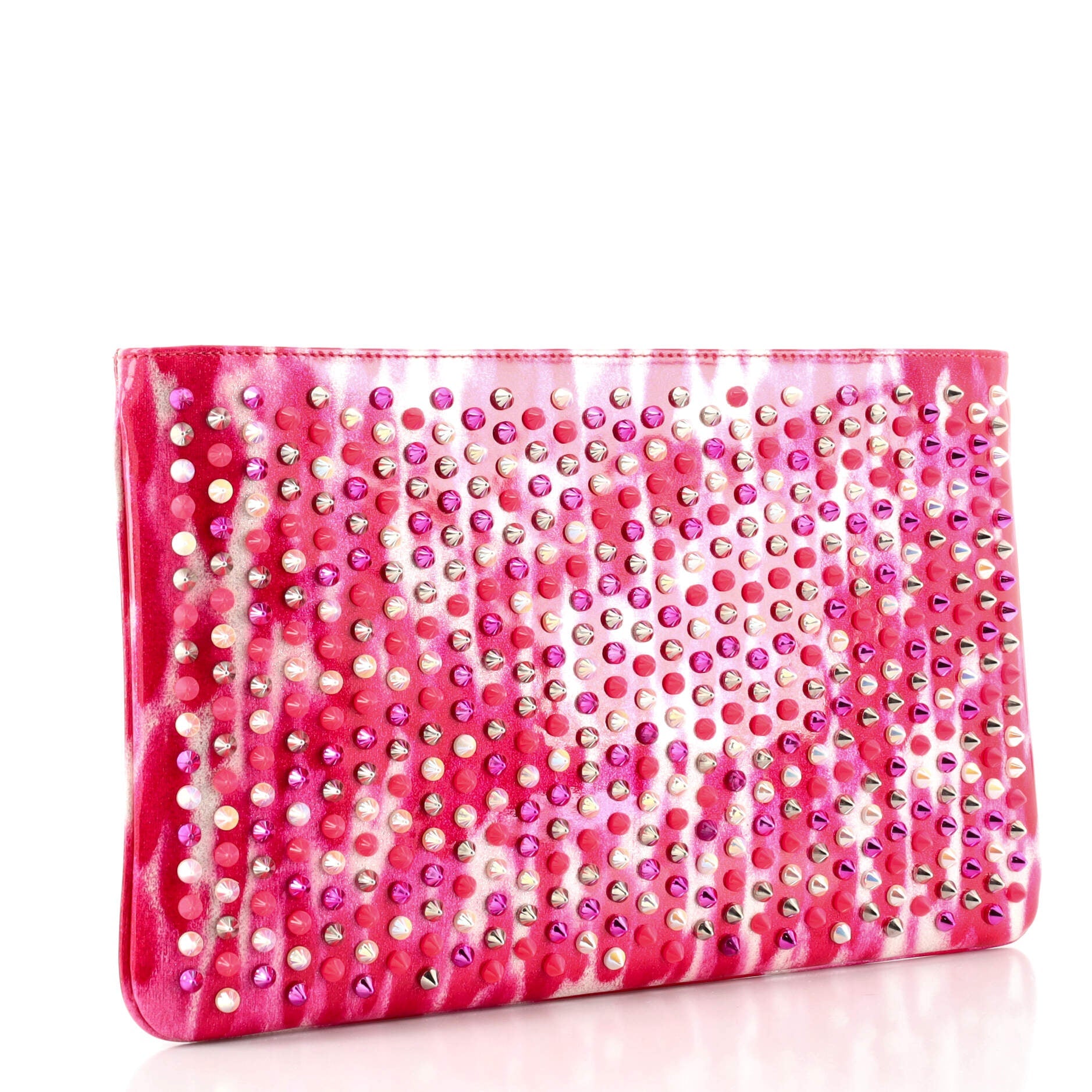 Loubiposh Clutch Printed Spiked Patent
