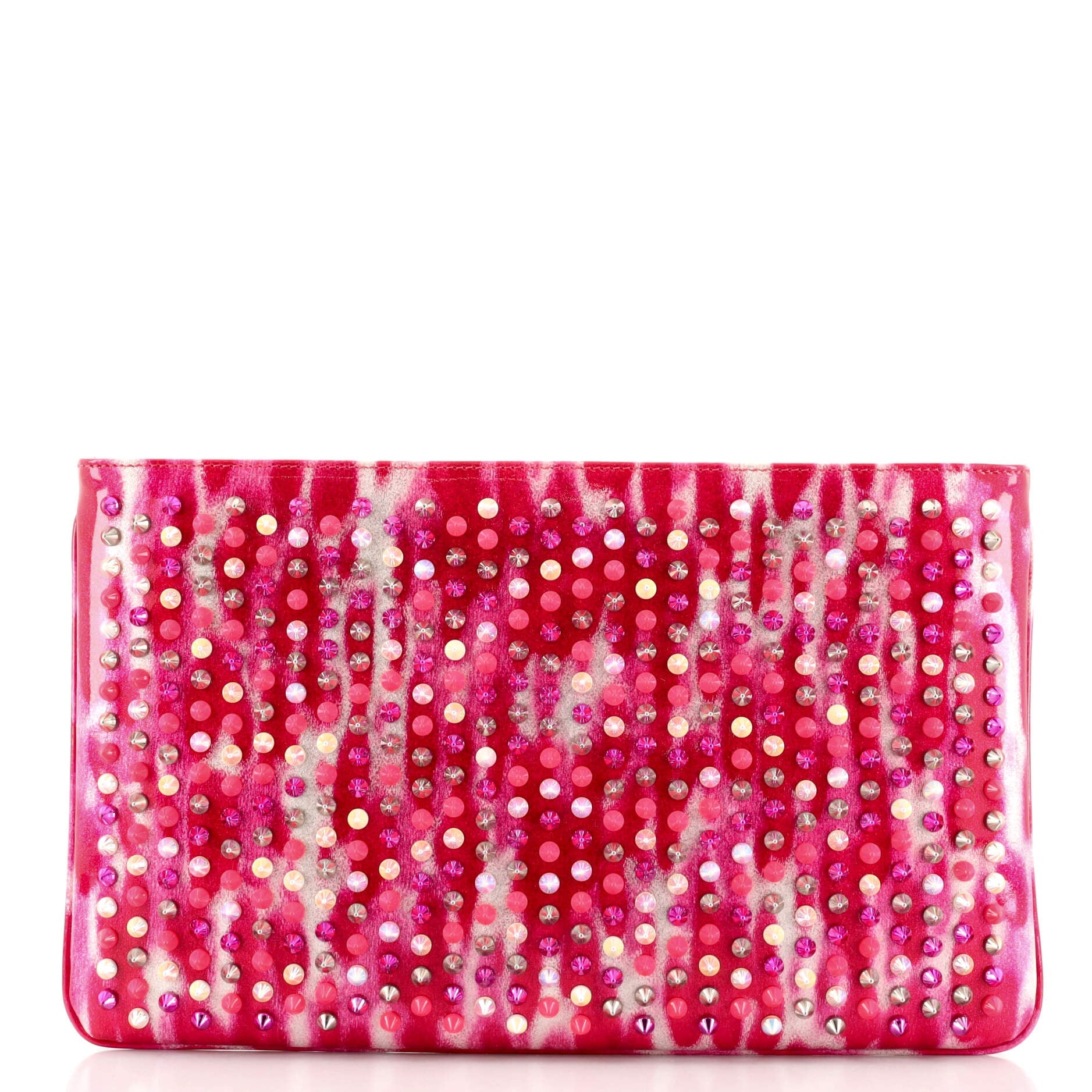 Loubiposh Clutch Printed Spiked Patent