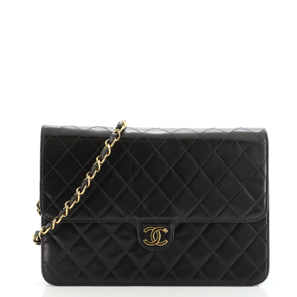 Vintage Clutch with Chain Quilted Leather Medium