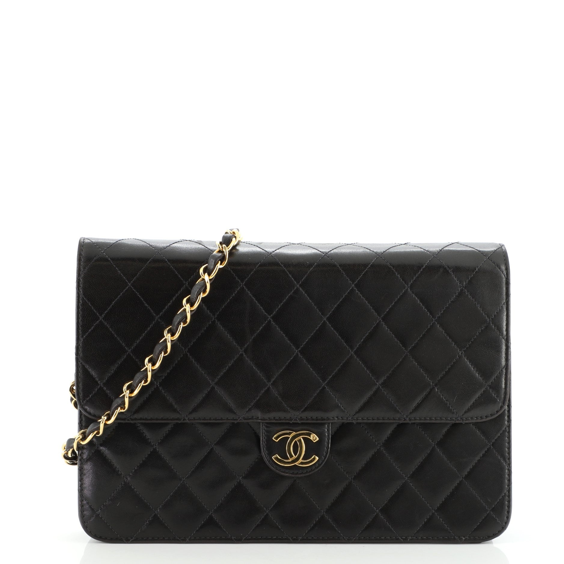 Vintage Clutch with Chain Quilted Leather Medium