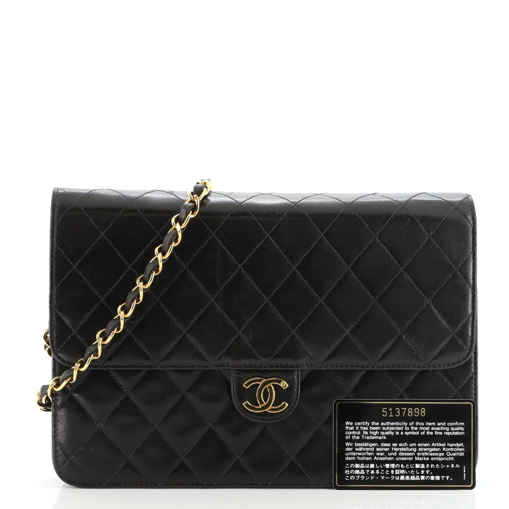 Vintage Clutch with Chain Quilted Leather Medium