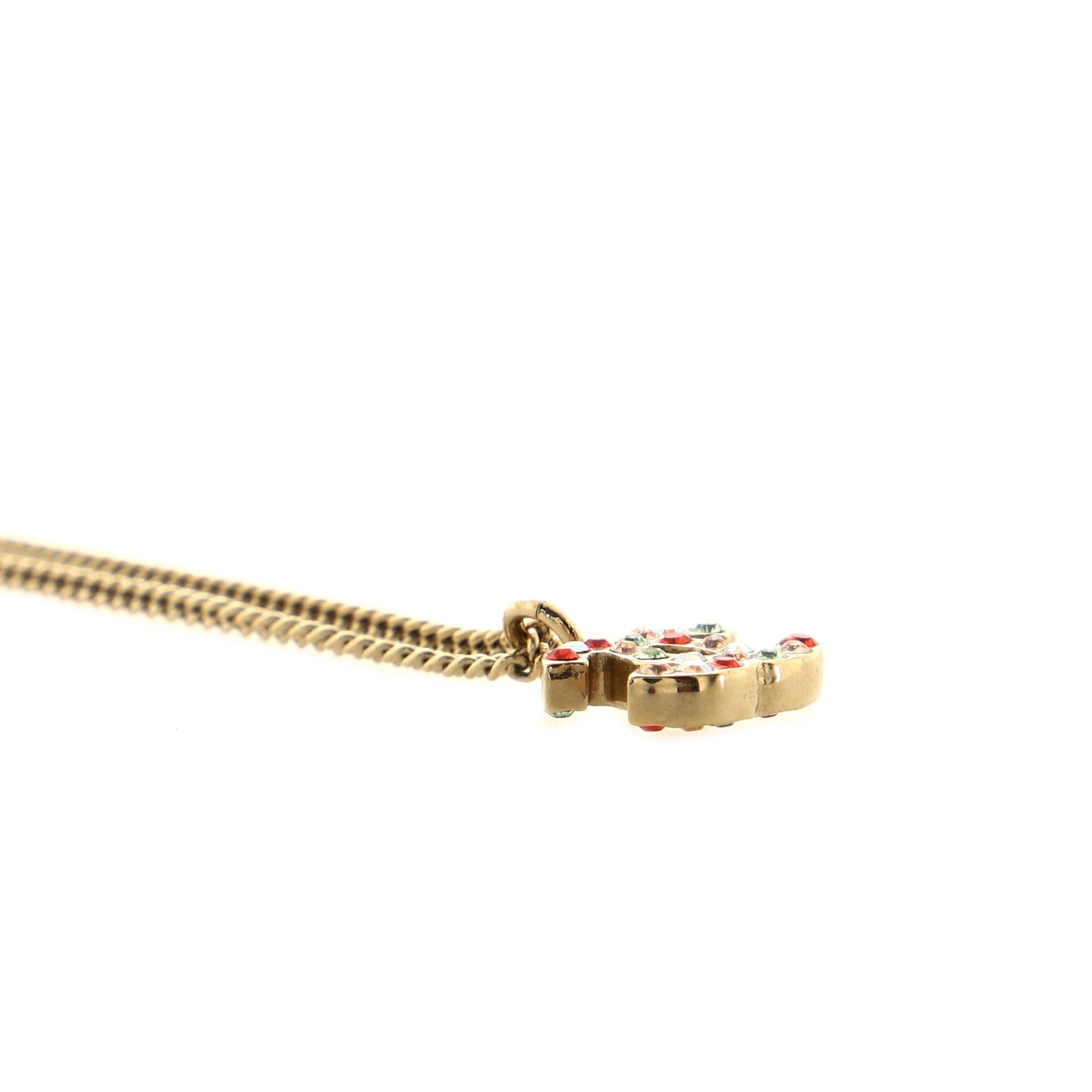 CC Pendant Necklace Metal with Crystals