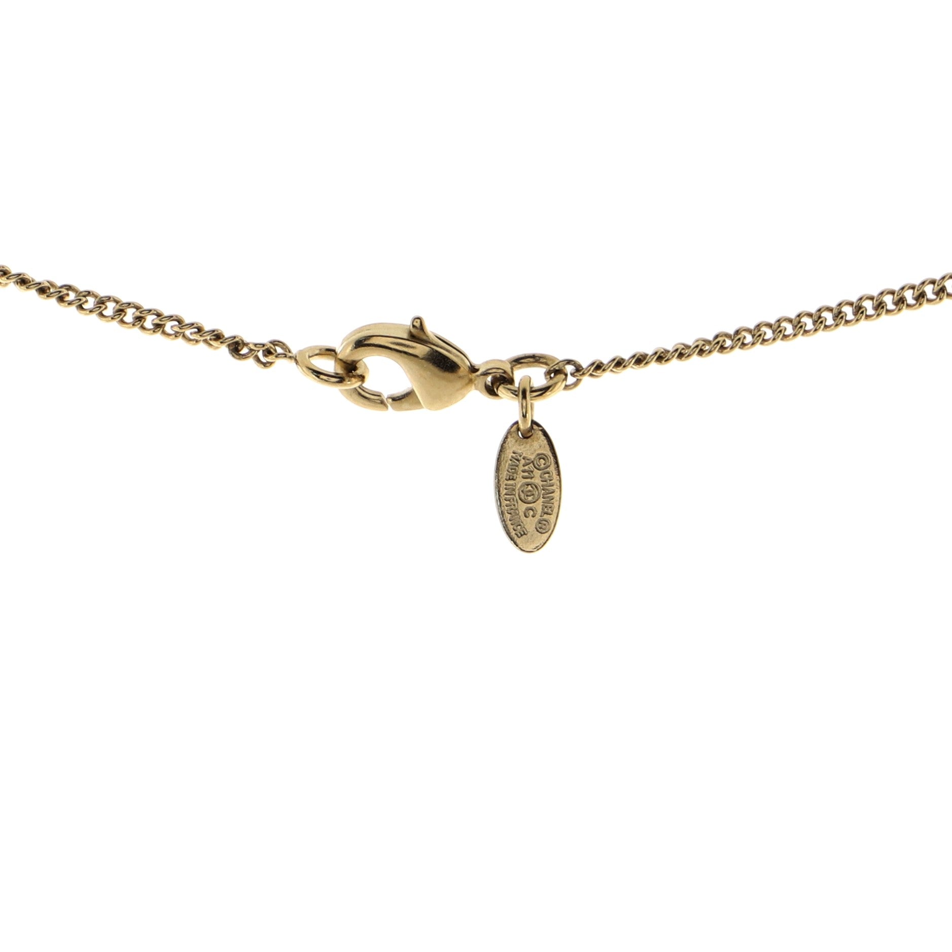 CC Pearl Drop Necklace Crystal Embellished Metal