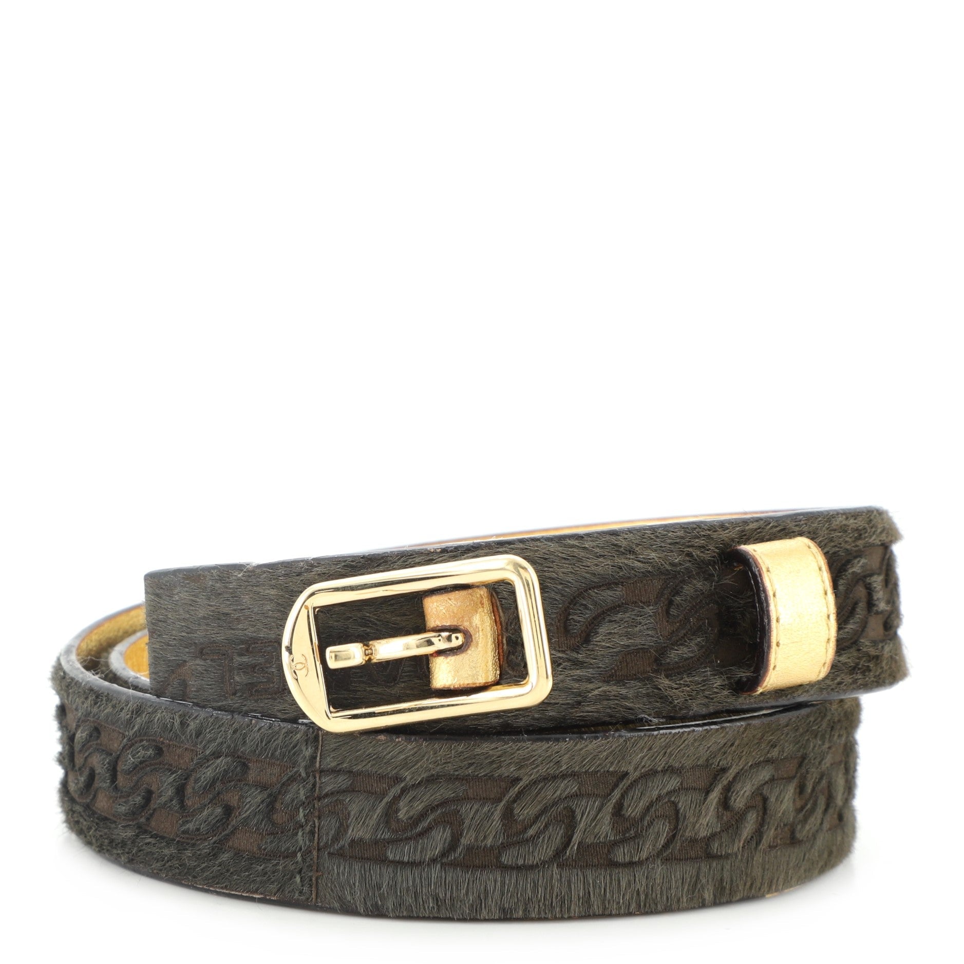 Buckle Belt Calf Hair and Leather 70