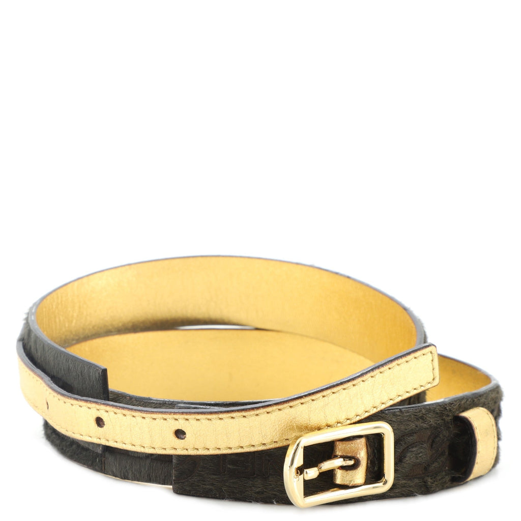 Buckle Belt Calf Hair and Leather 70