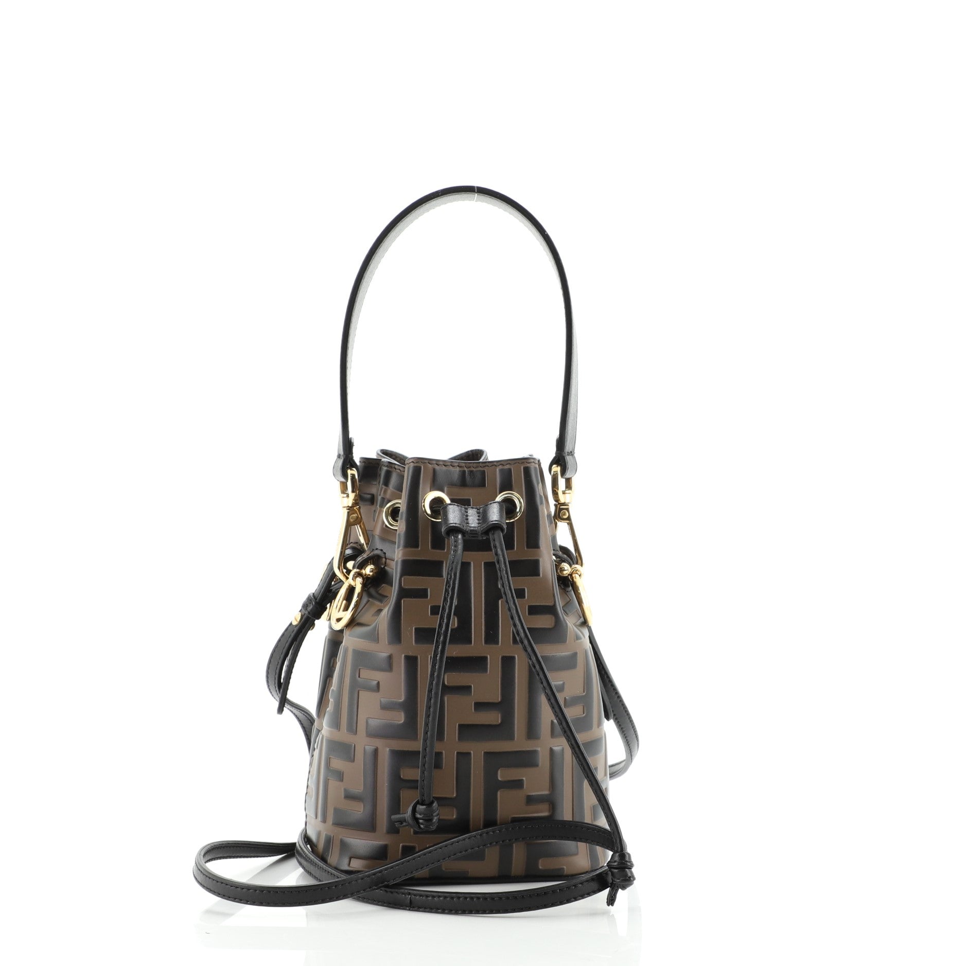 Mon Tresor Bucket Bag Zucca Embossed Leather Mini
