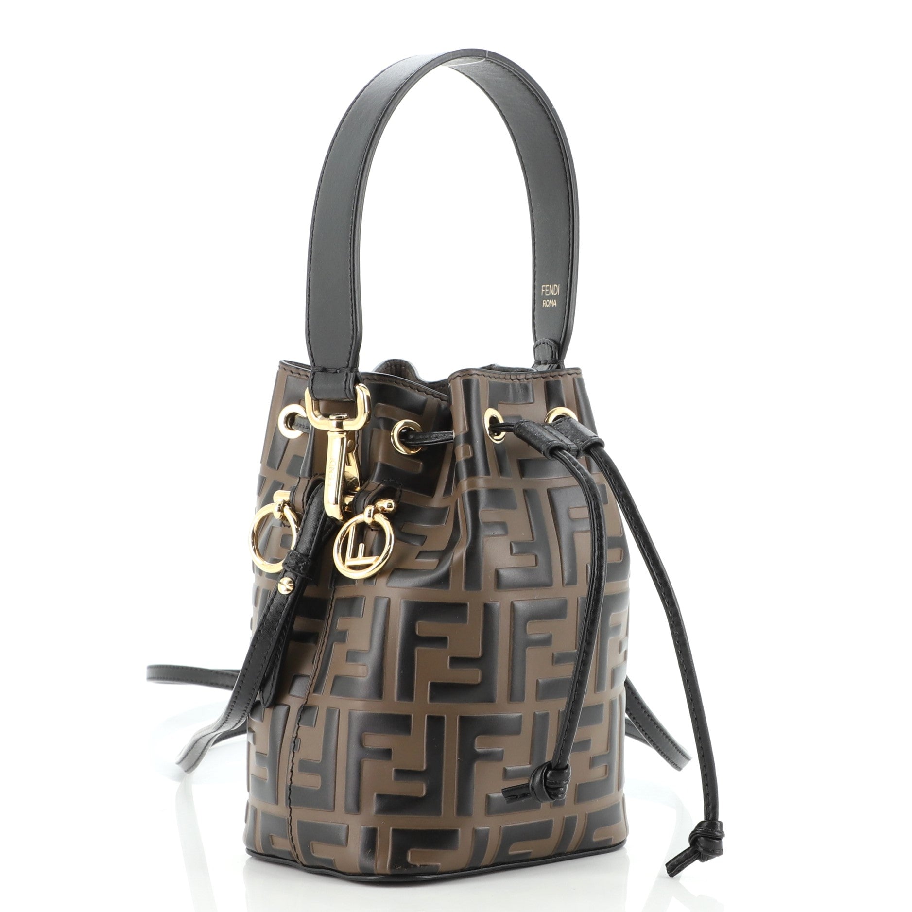 Mon Tresor Bucket Bag Zucca Embossed Leather Mini