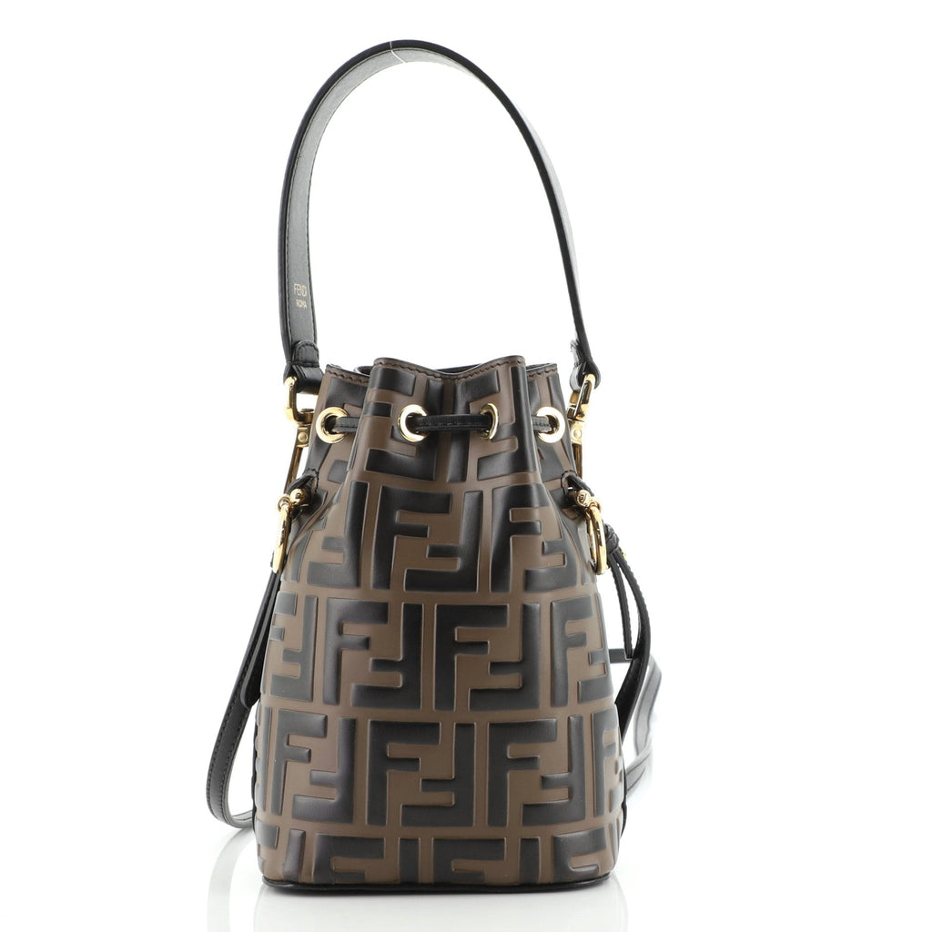 Mon Tresor Bucket Bag Zucca Embossed Leather Mini