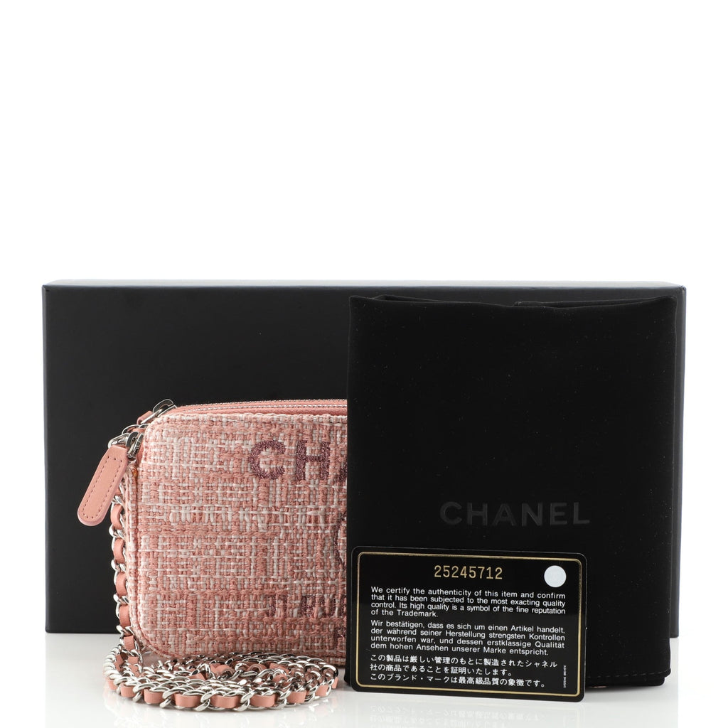 Deauville Double Zip Clutch with Chain Raffia