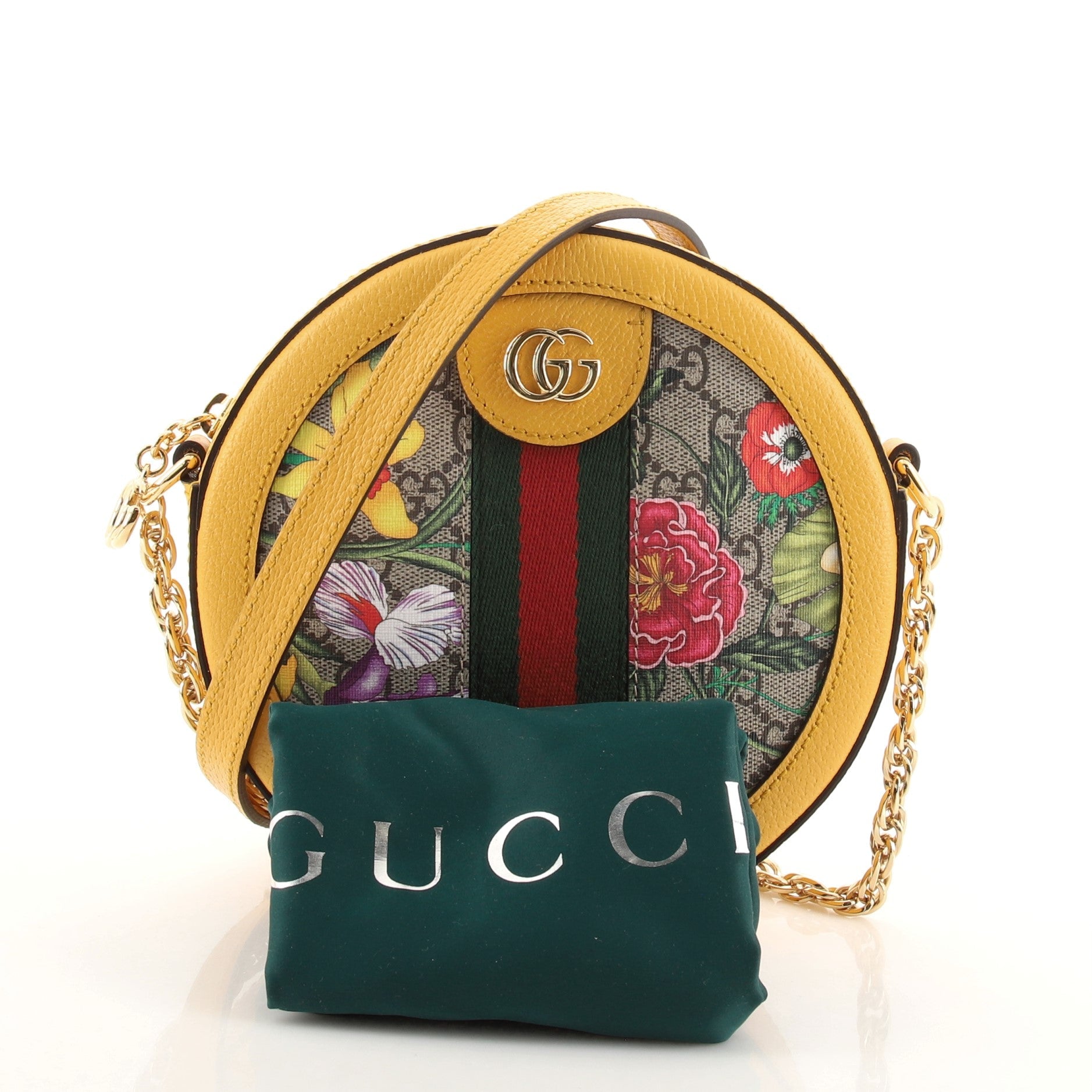 Ophidia Round Shoulder Bag Flora GG Coated Canvas Mini