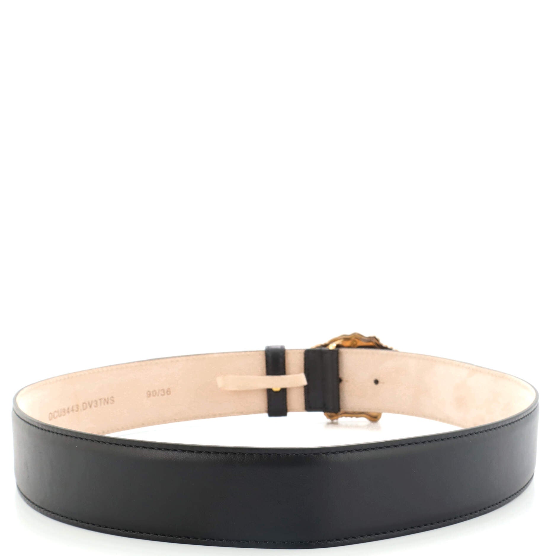 Medusa Buckle Belt Leather with Crystal Detail Wide 90