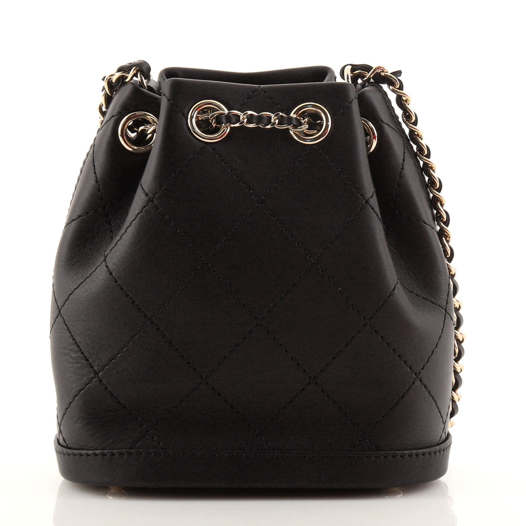 CC Drawstring Bucket Bag Quilted Calfskin Mini