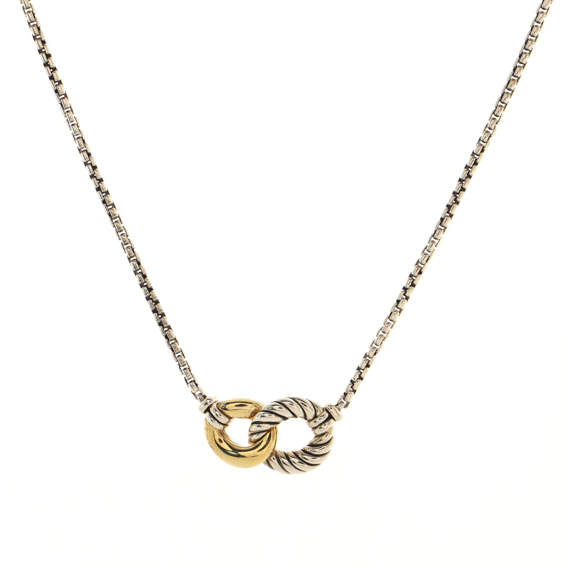 Belmont Double Curb Link Necklace Sterling Silver with 18K Yellow Gold