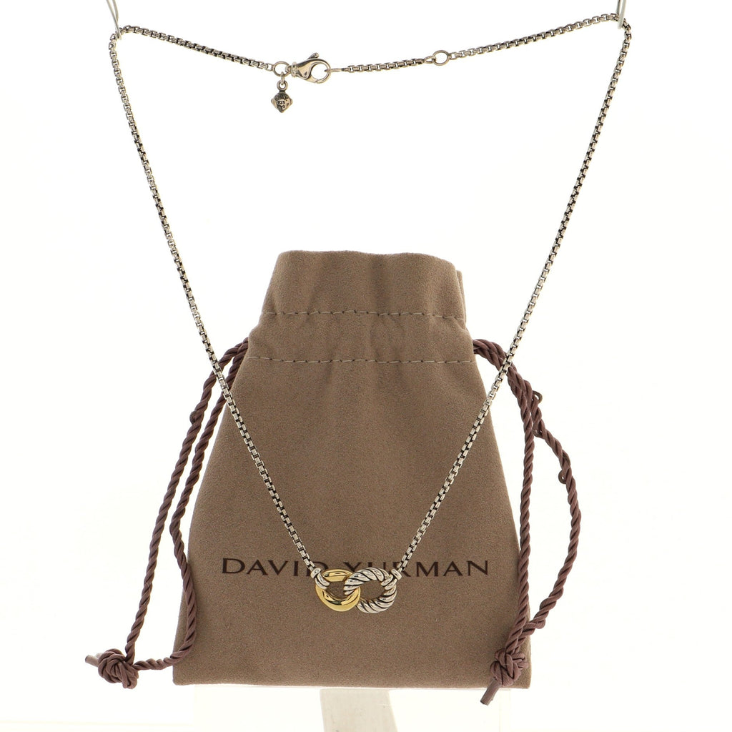 Belmont Double Curb Link Necklace Sterling Silver with 18K Yellow Gold