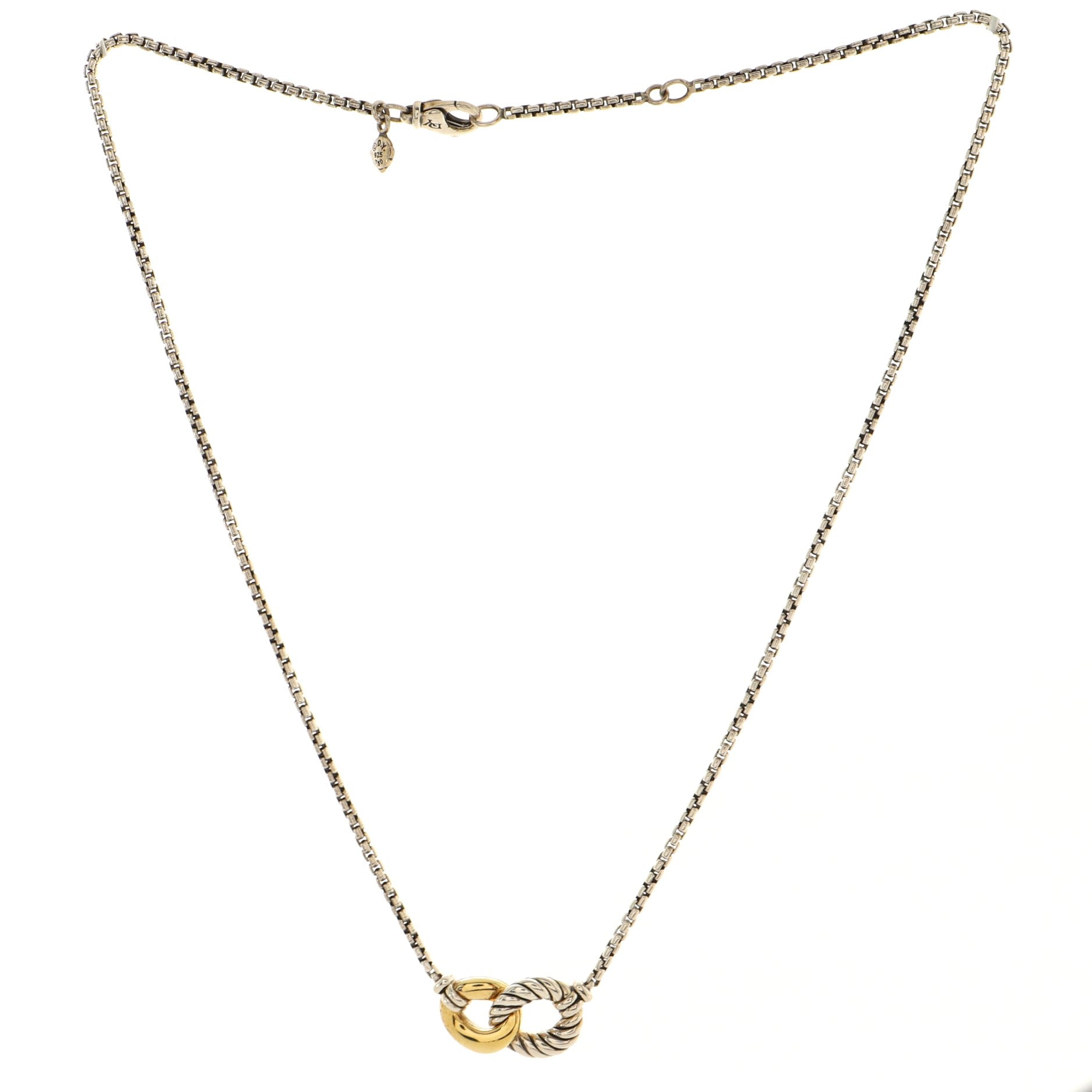 Belmont Double Curb Link Necklace Sterling Silver with 18K Yellow Gold
