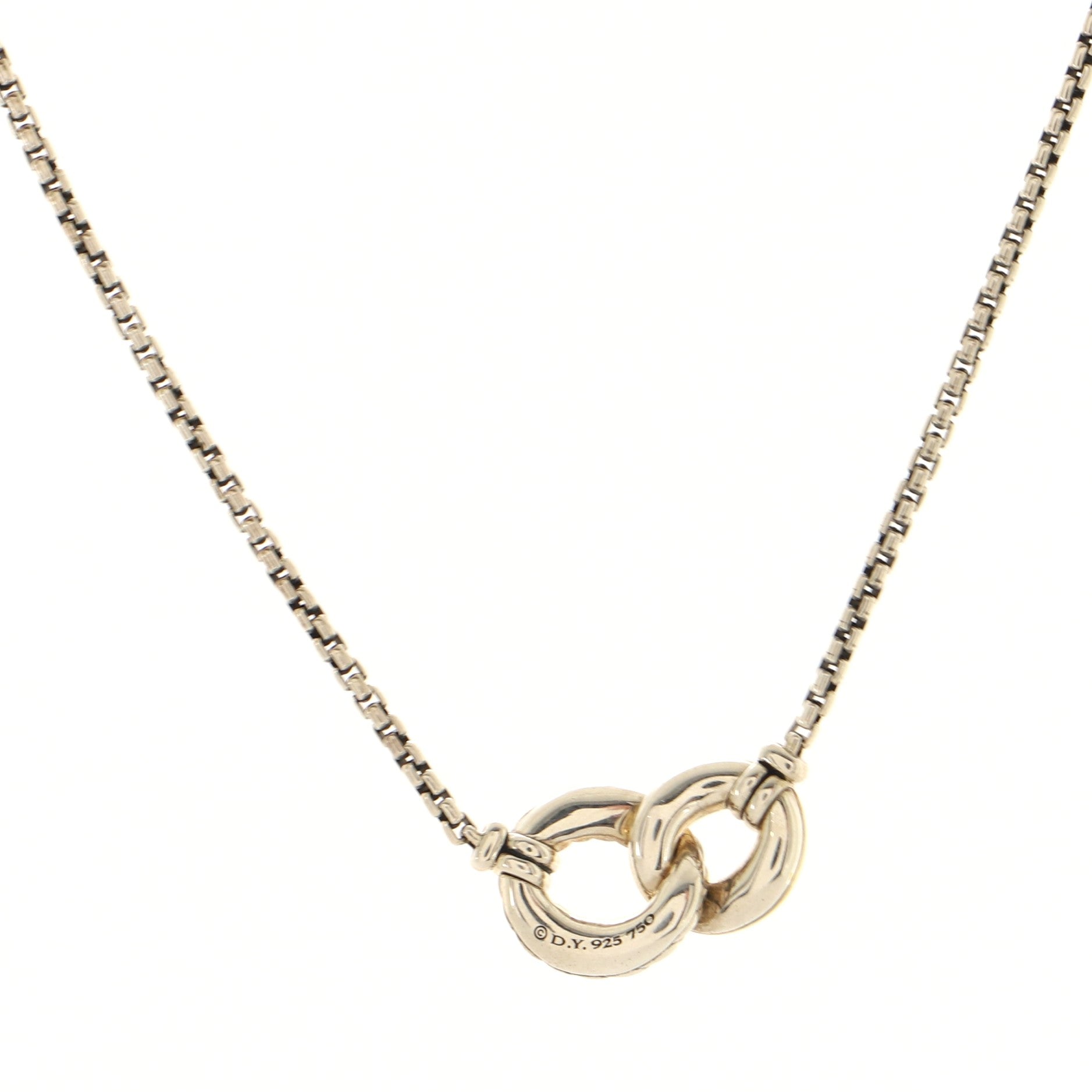 Belmont Double Curb Link Necklace Sterling Silver with 18K Yellow Gold