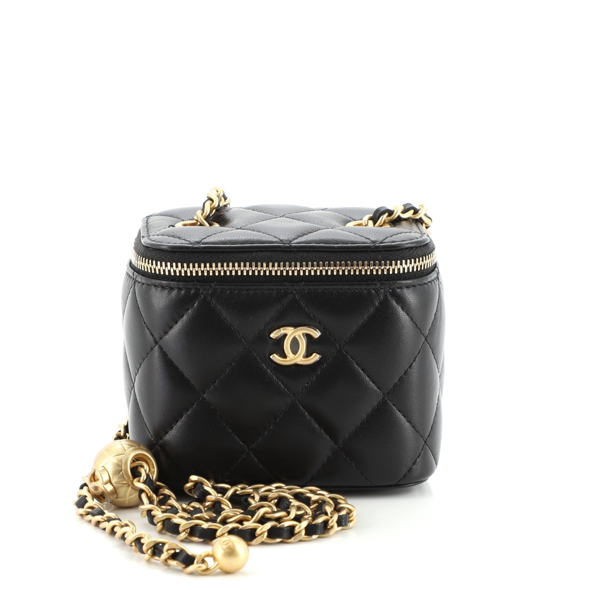 Classic Vanity Case with Chain Quilted Lambskin Mini