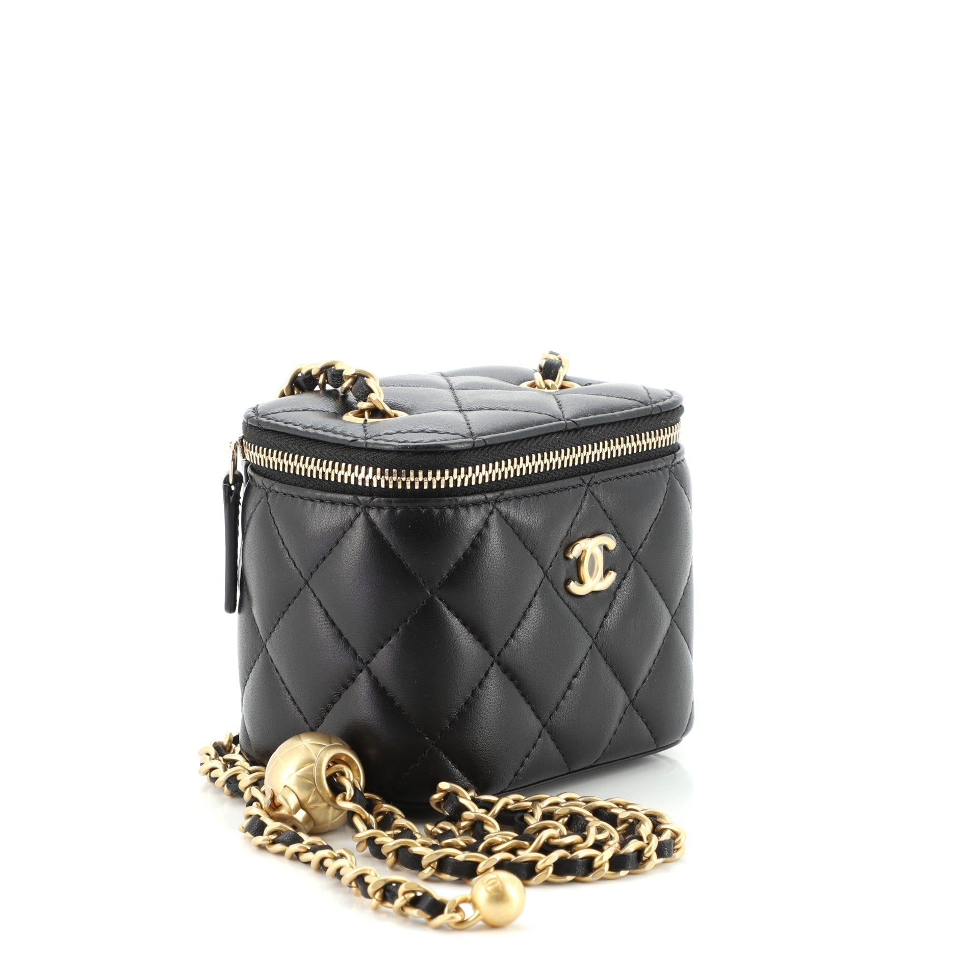 Classic Vanity Case with Chain Quilted Lambskin Mini
