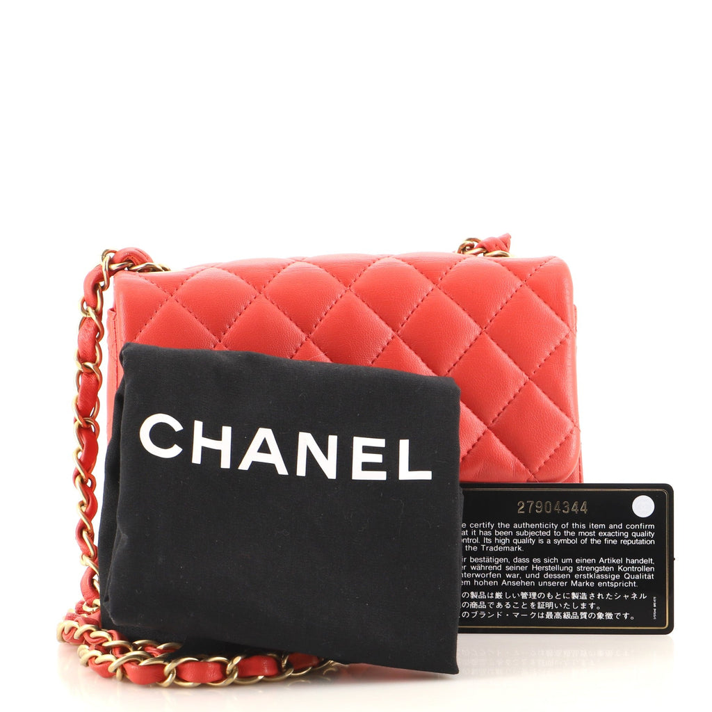 Square Classic Single Flap Bag Quilted Lambskin Mini