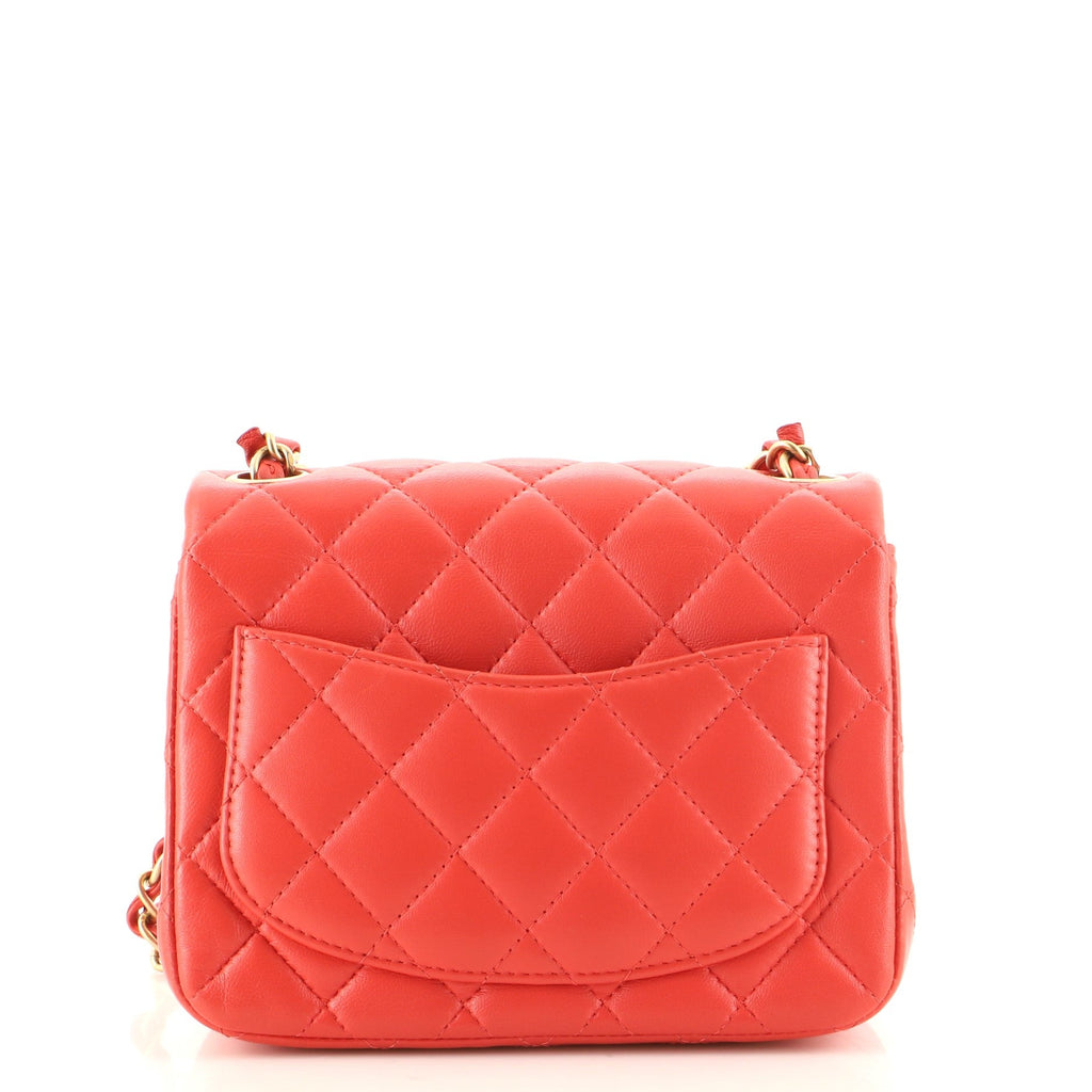 Square Classic Single Flap Bag Quilted Lambskin Mini