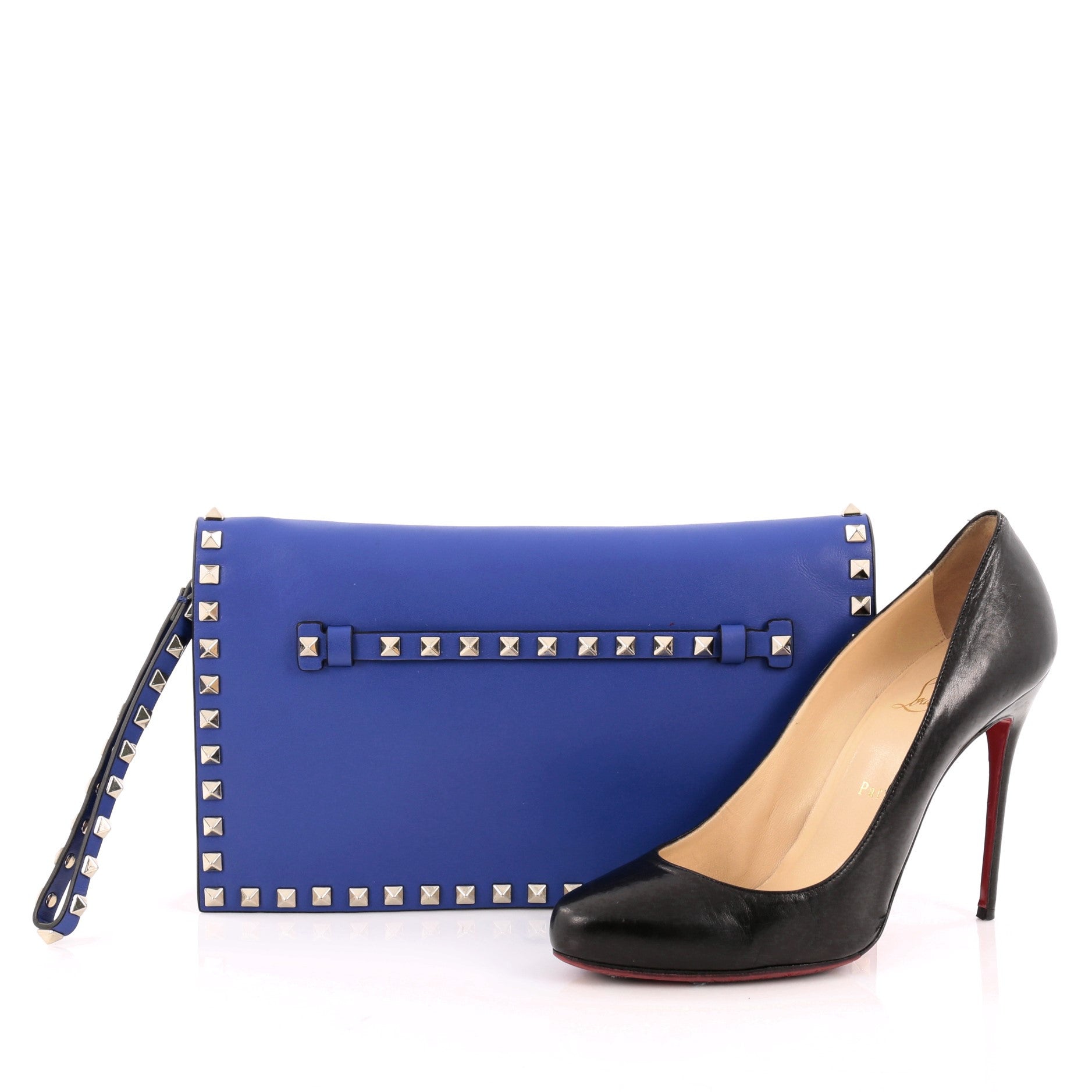 Rockstud Flap Clutch Leather
