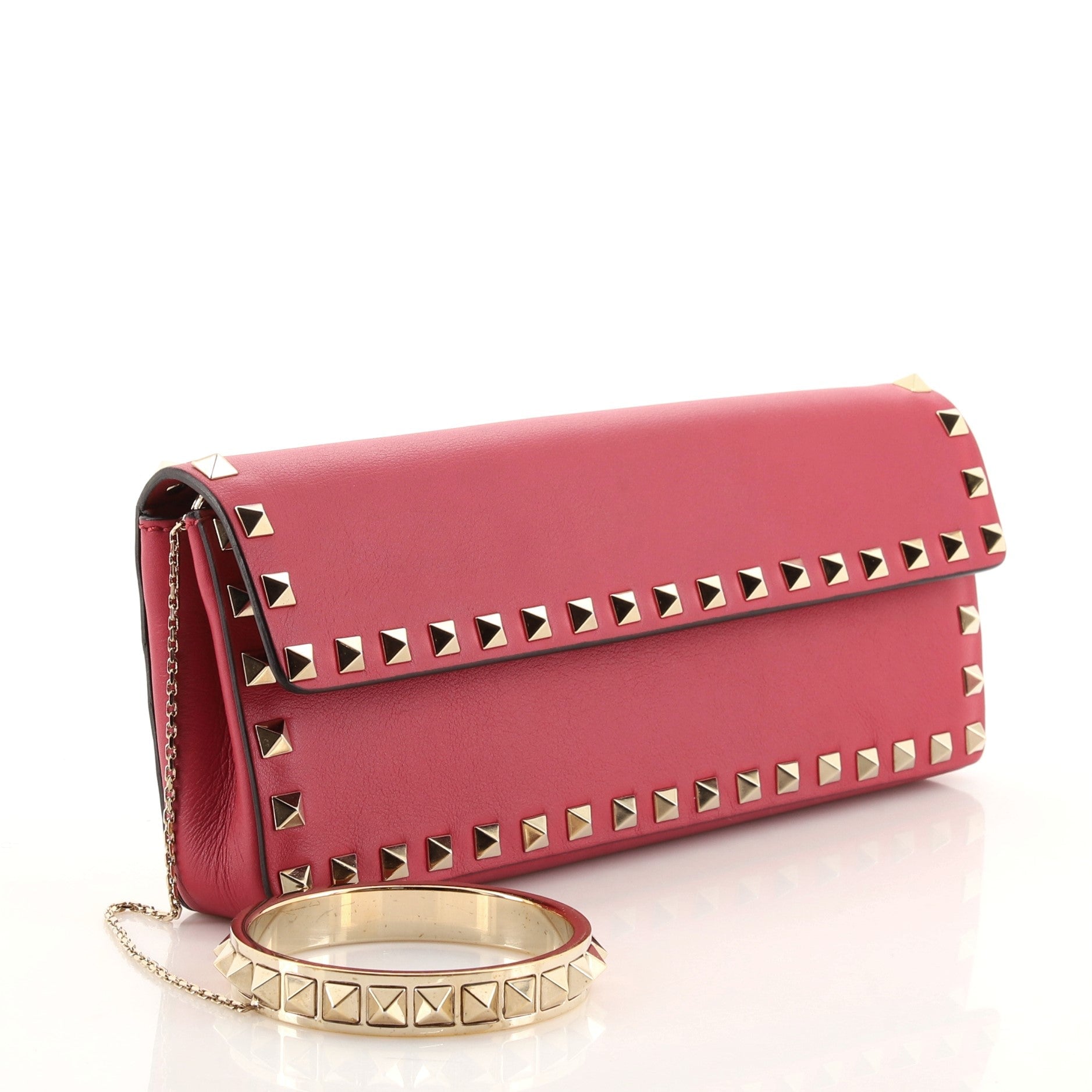Rockstud Bracelet Clutch Leather Long