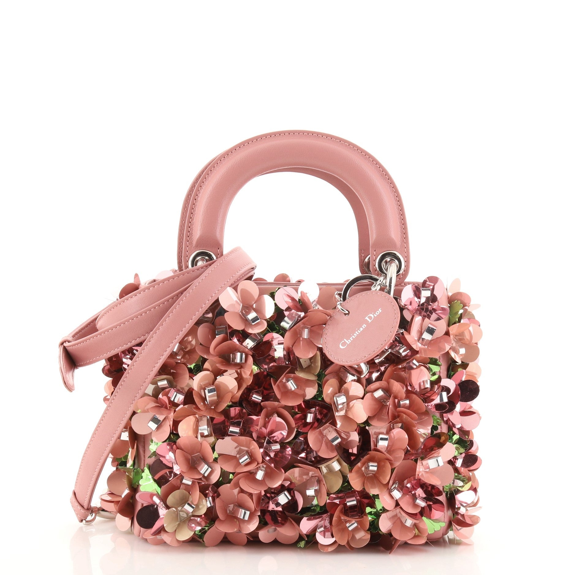 Lady Dior Flower Charm Bag Embellished Leather Mini