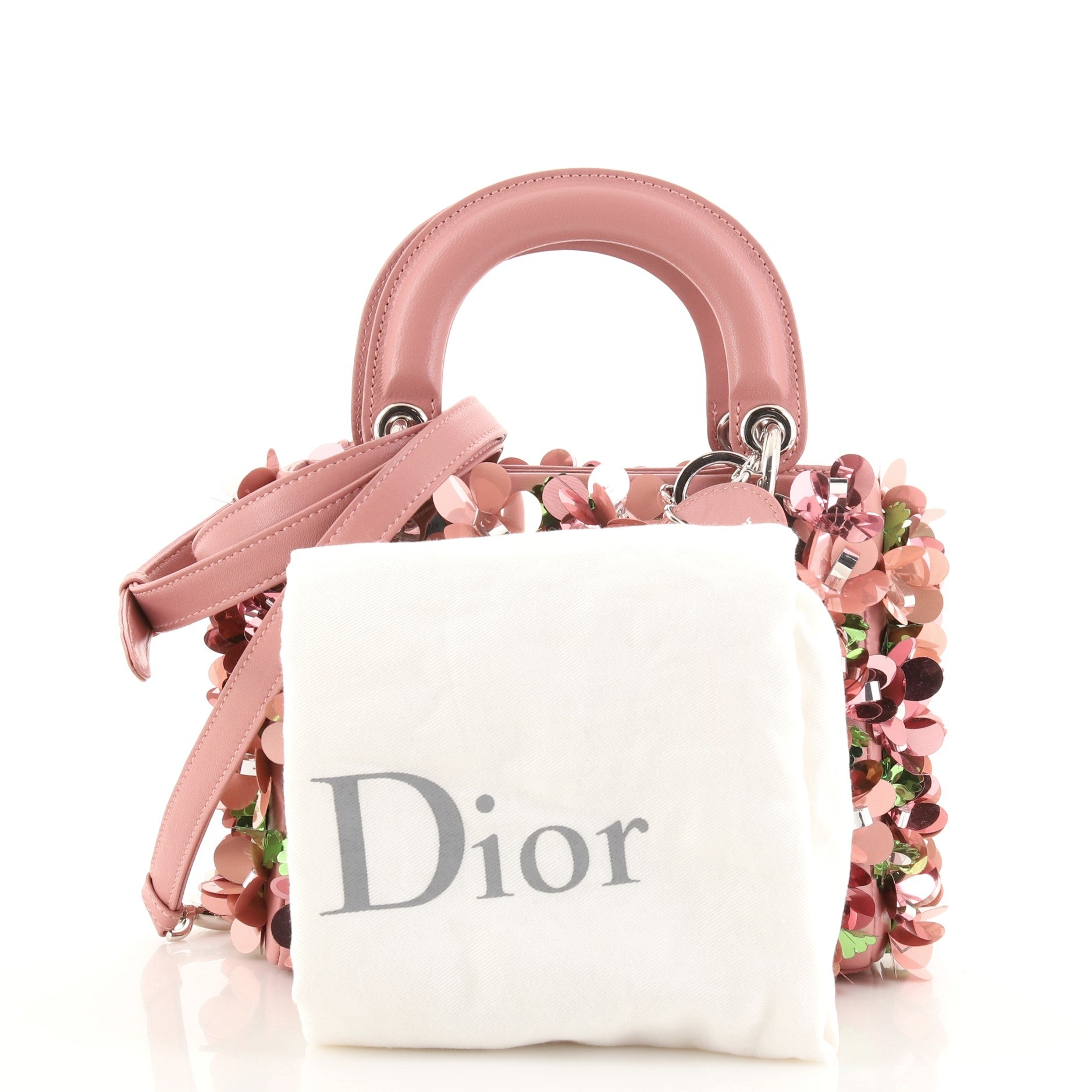 Lady Dior Flower Charm Bag Embellished Leather Mini