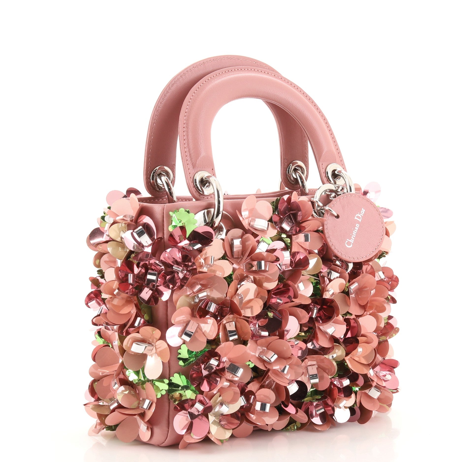 Lady Dior Flower Charm Bag Embellished Leather Mini