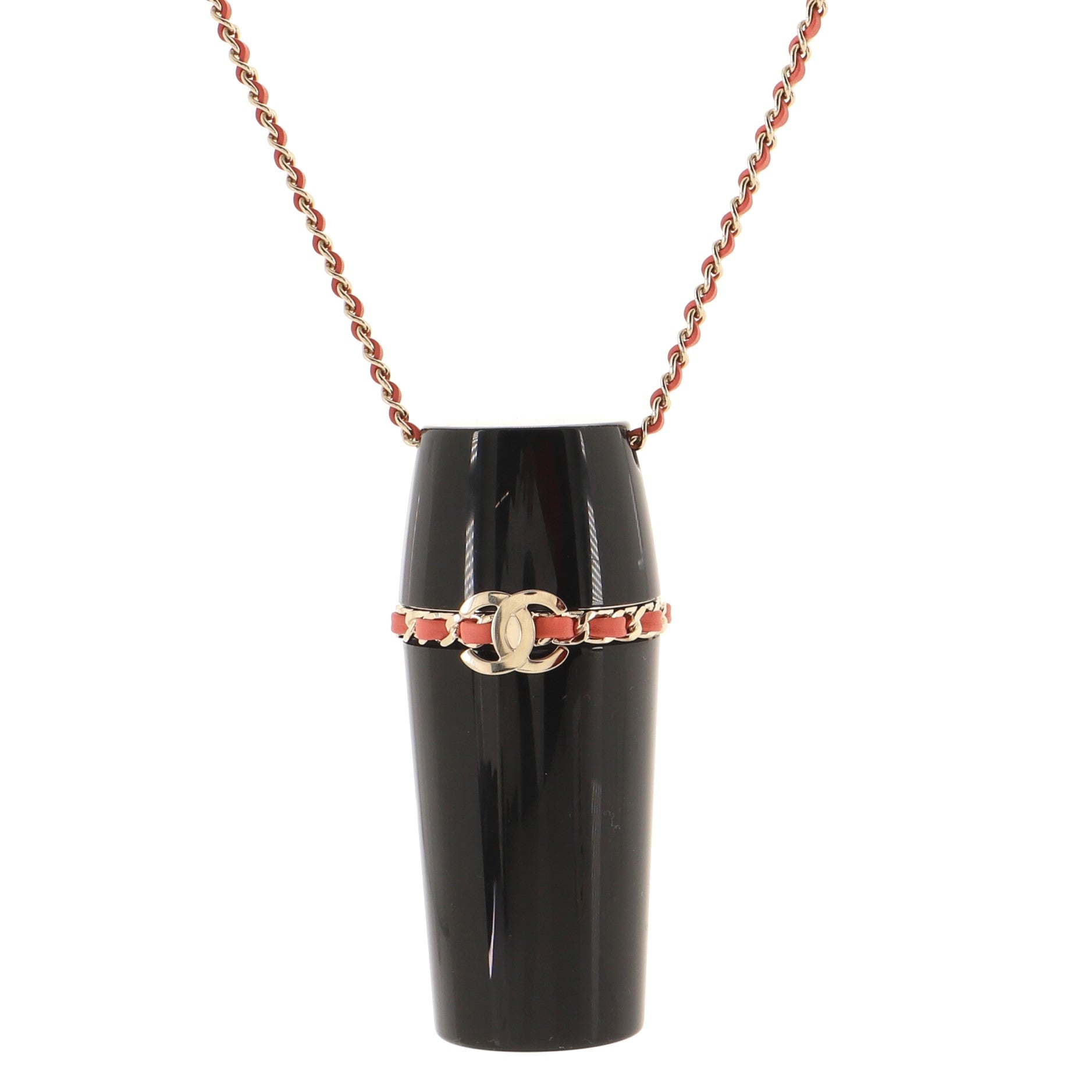 CC Case Chain Necklace Resin with Metal and Leather