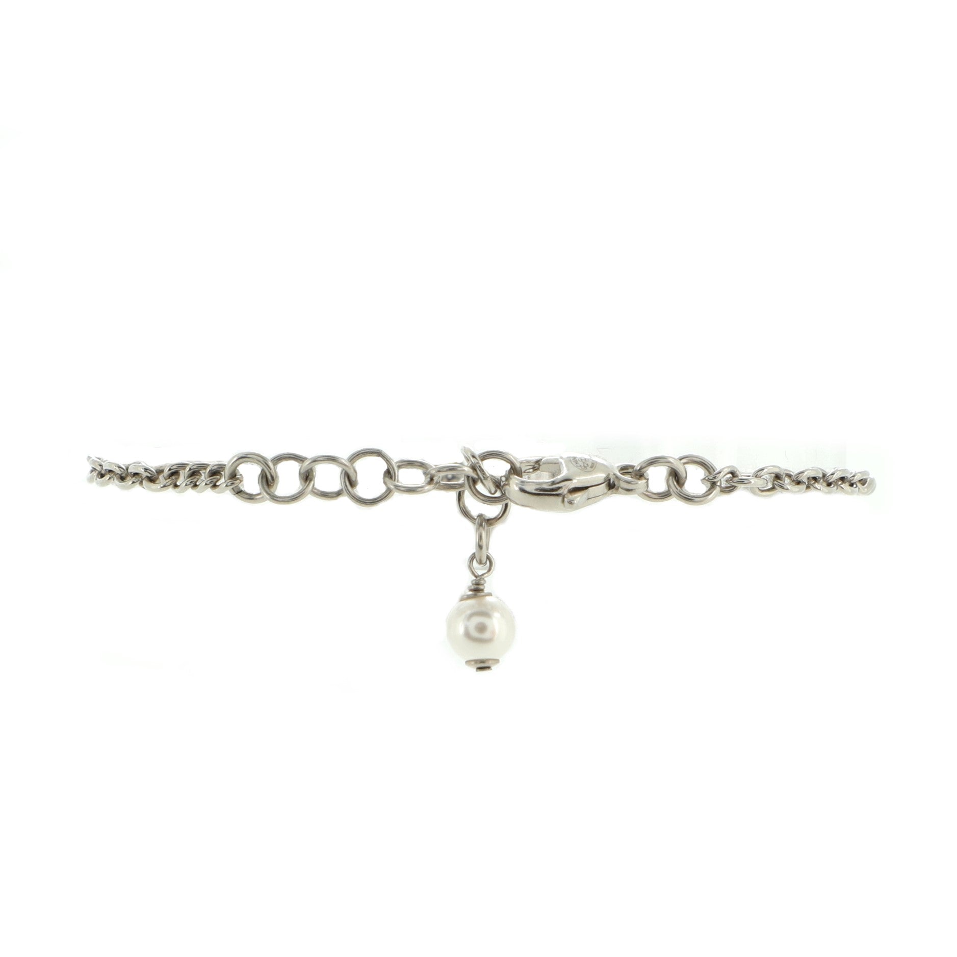 CC Chain Bracelet Metal with Faux Pearl