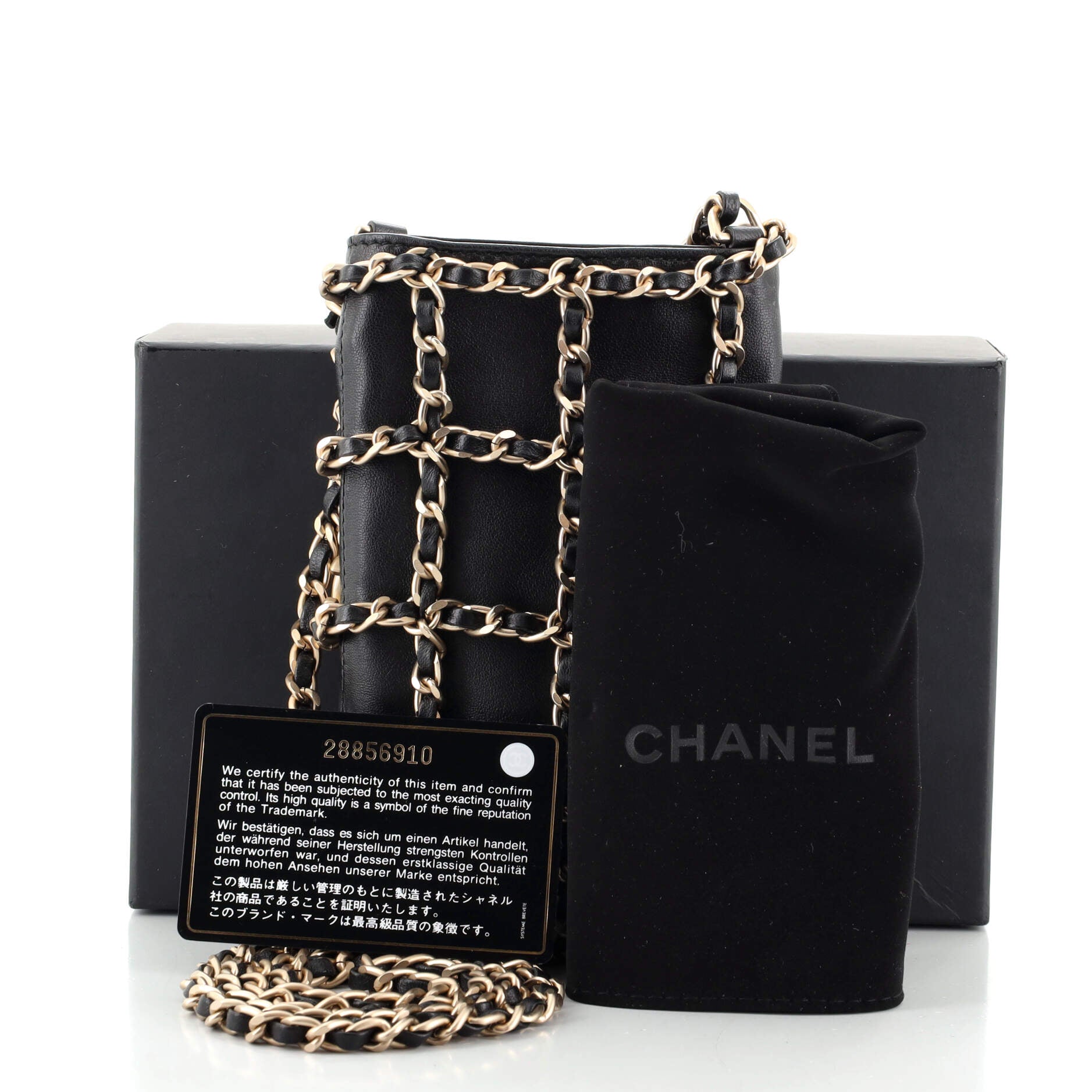 Chain Frame Phone Clutch with Chain Lambskin