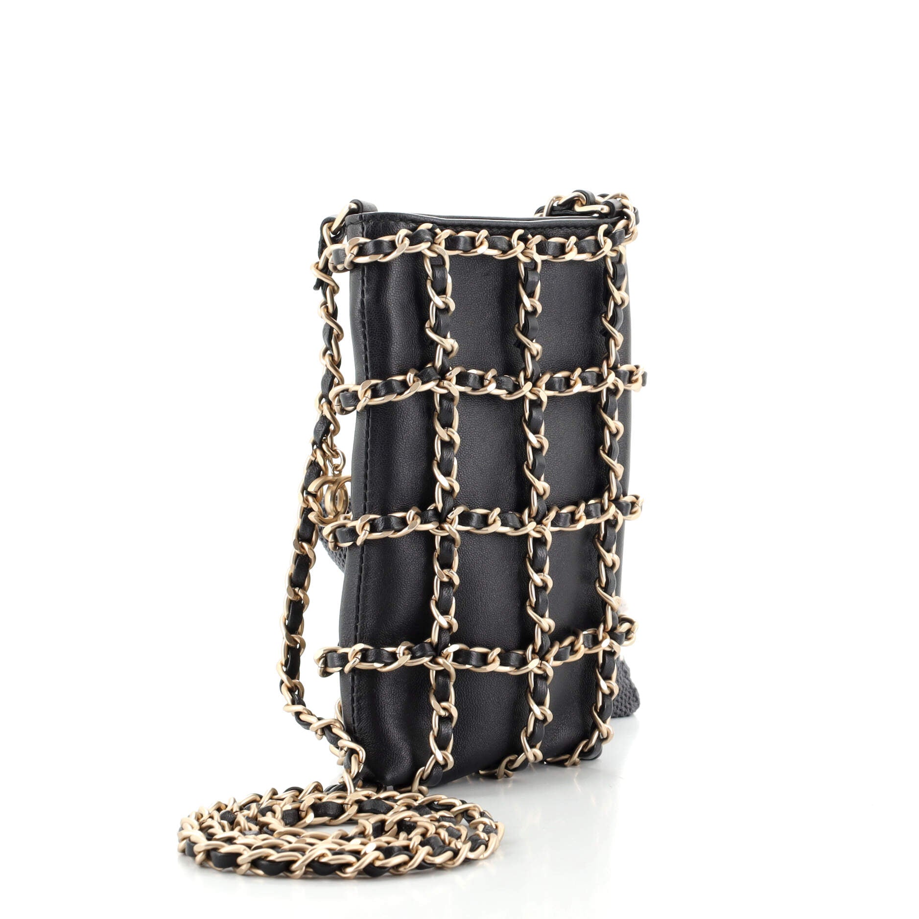Chain Frame Phone Clutch with Chain Lambskin