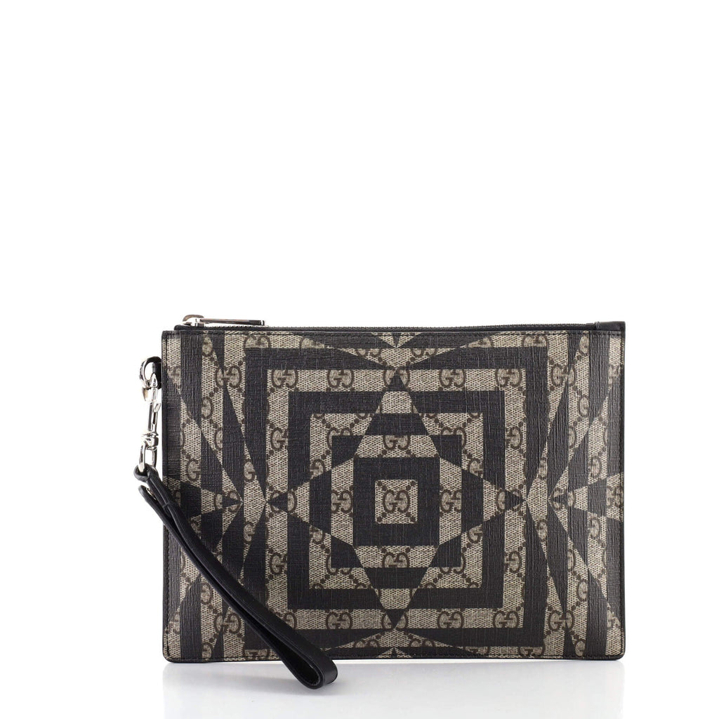 Wristlet Clutch Caleido GG Coated Canvas