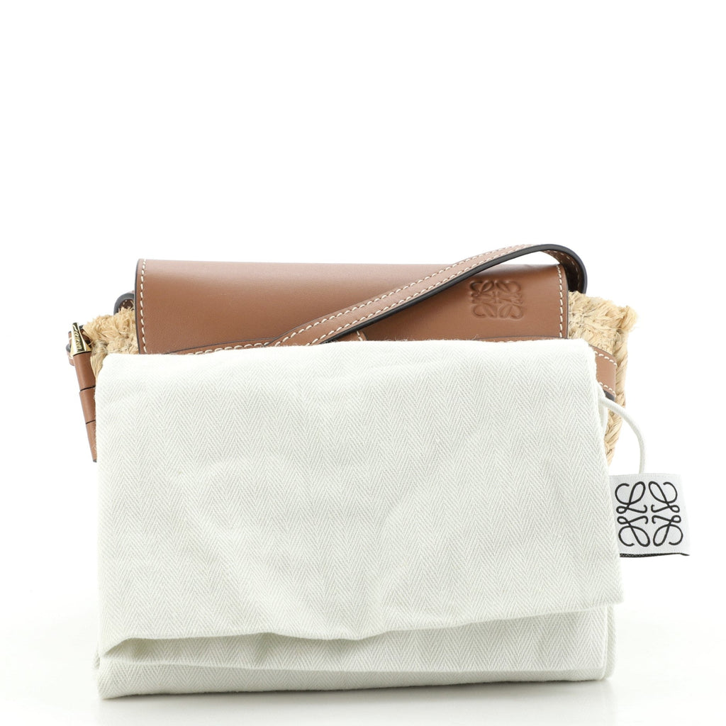 Gate Shoulder Bag Leather and Straw Mini