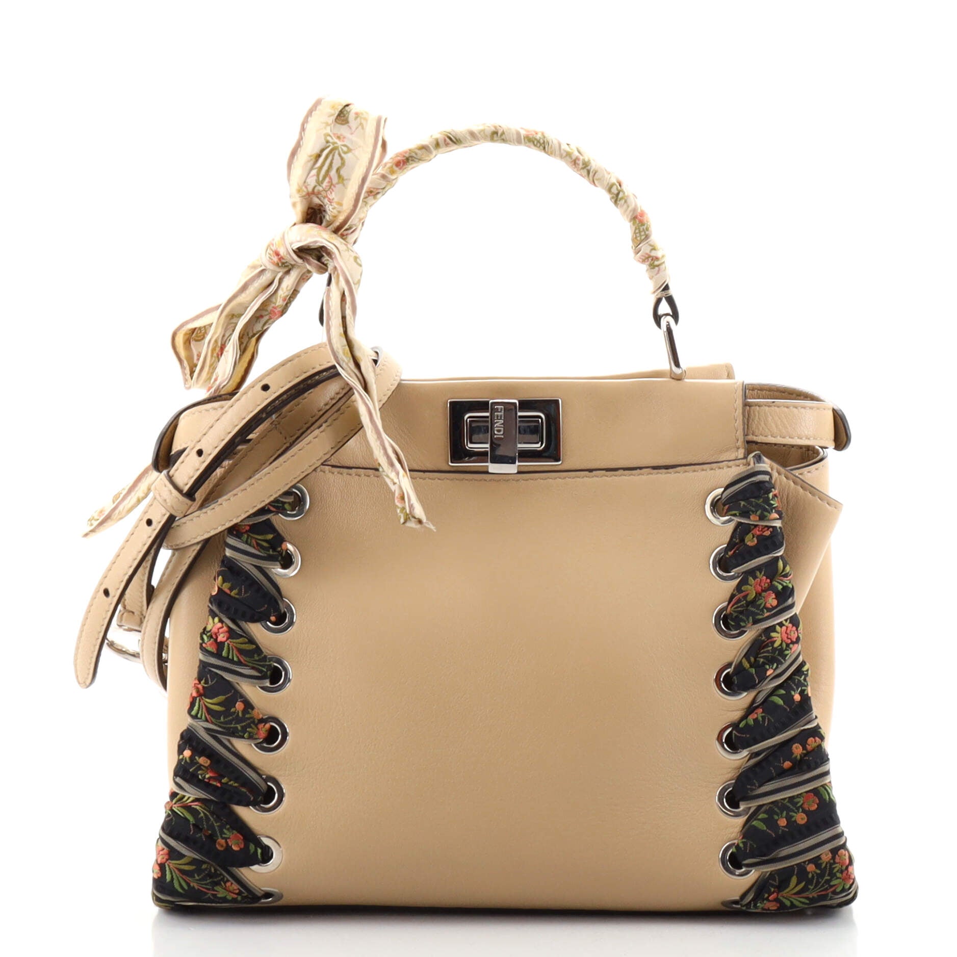 Peekaboo Bag Leather with Ribbon Whipstitch Mini